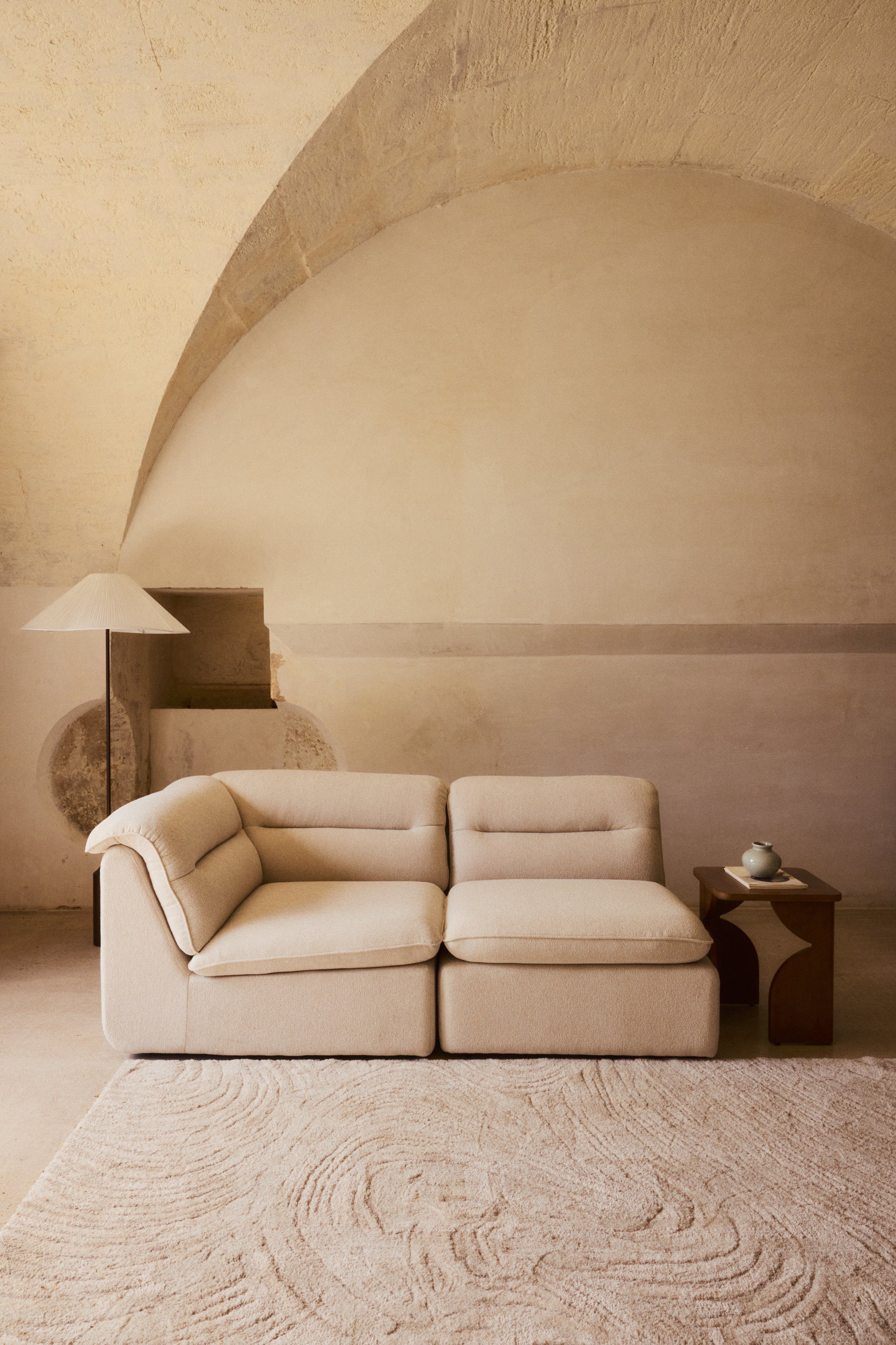 canapé modulable Pulp 2 modules - bouclette beige sahara - vue de face