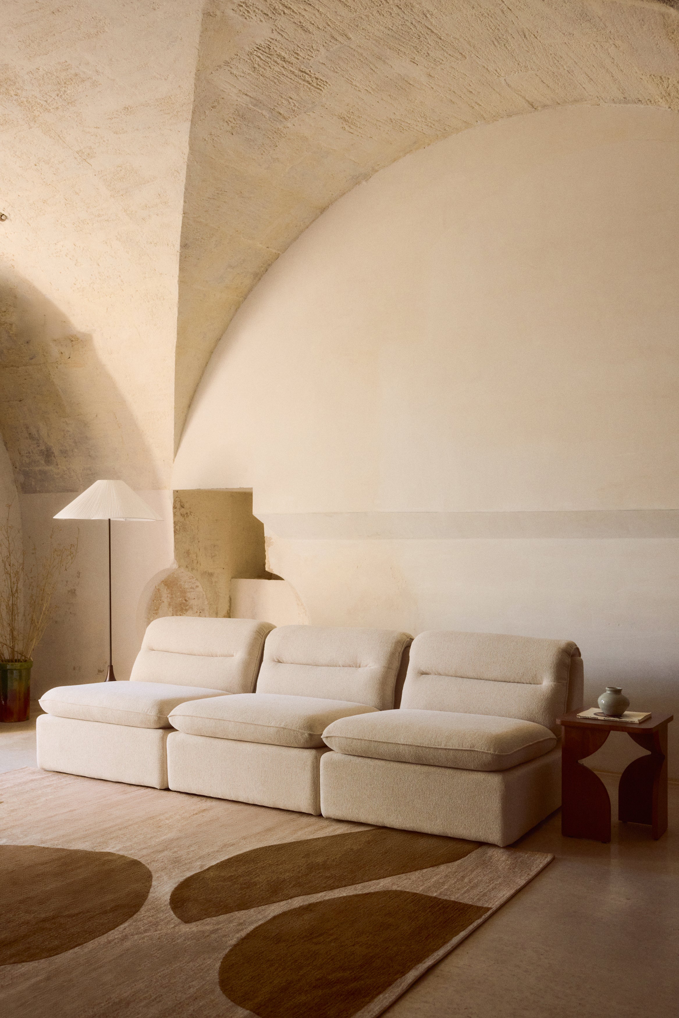 canapé modulable Pulp 3 modules - bouclette beige sahara - vue de face