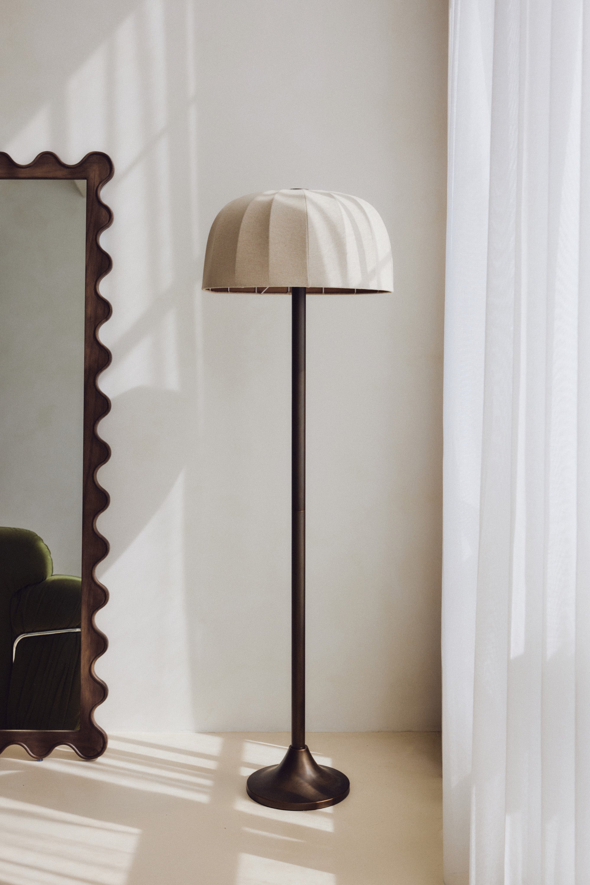 Floor lamp, Bronze & ivory linen - NV GALLERY - BRIGHTON – NV Gallery