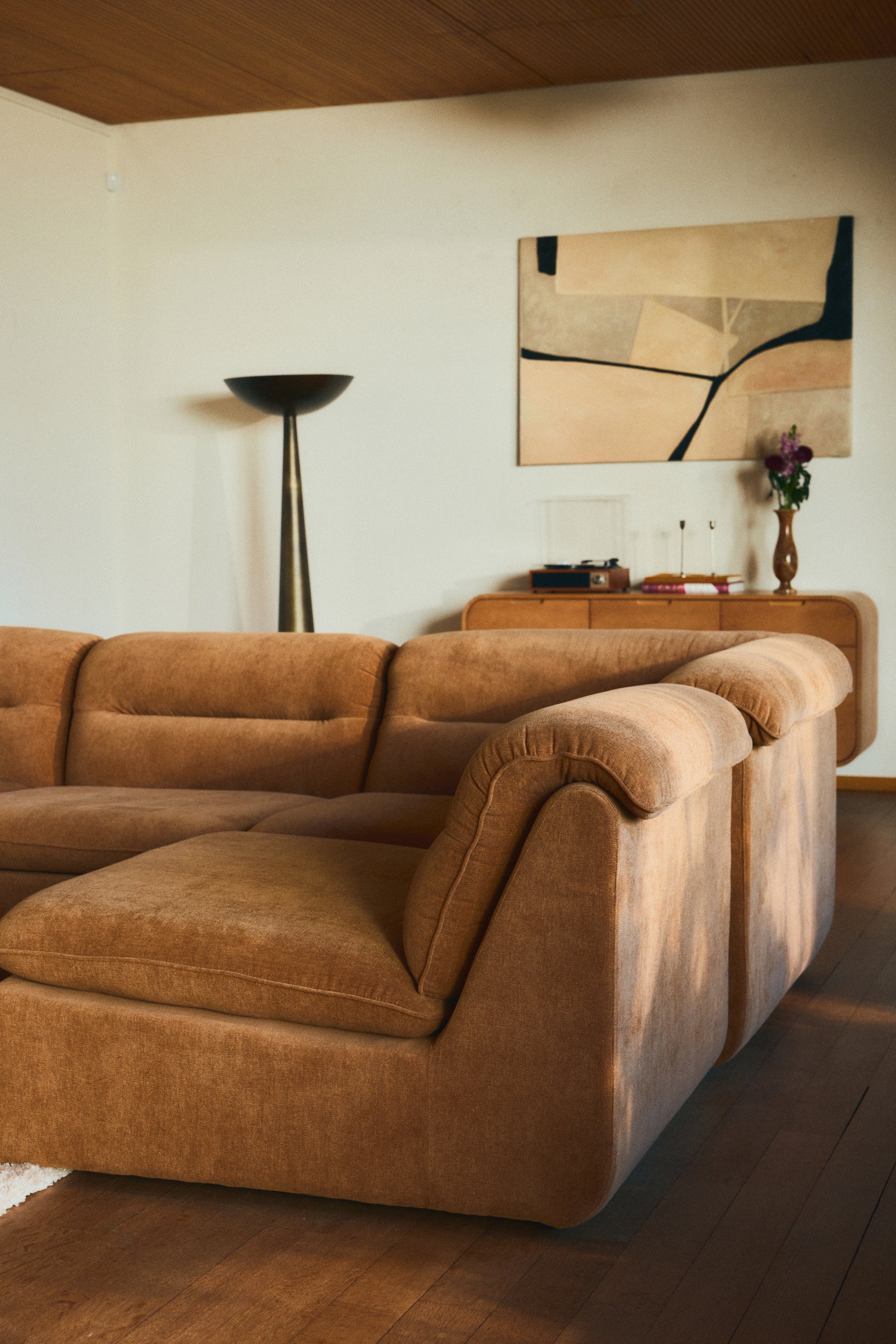 canapé modulable angle pulp marron sienne