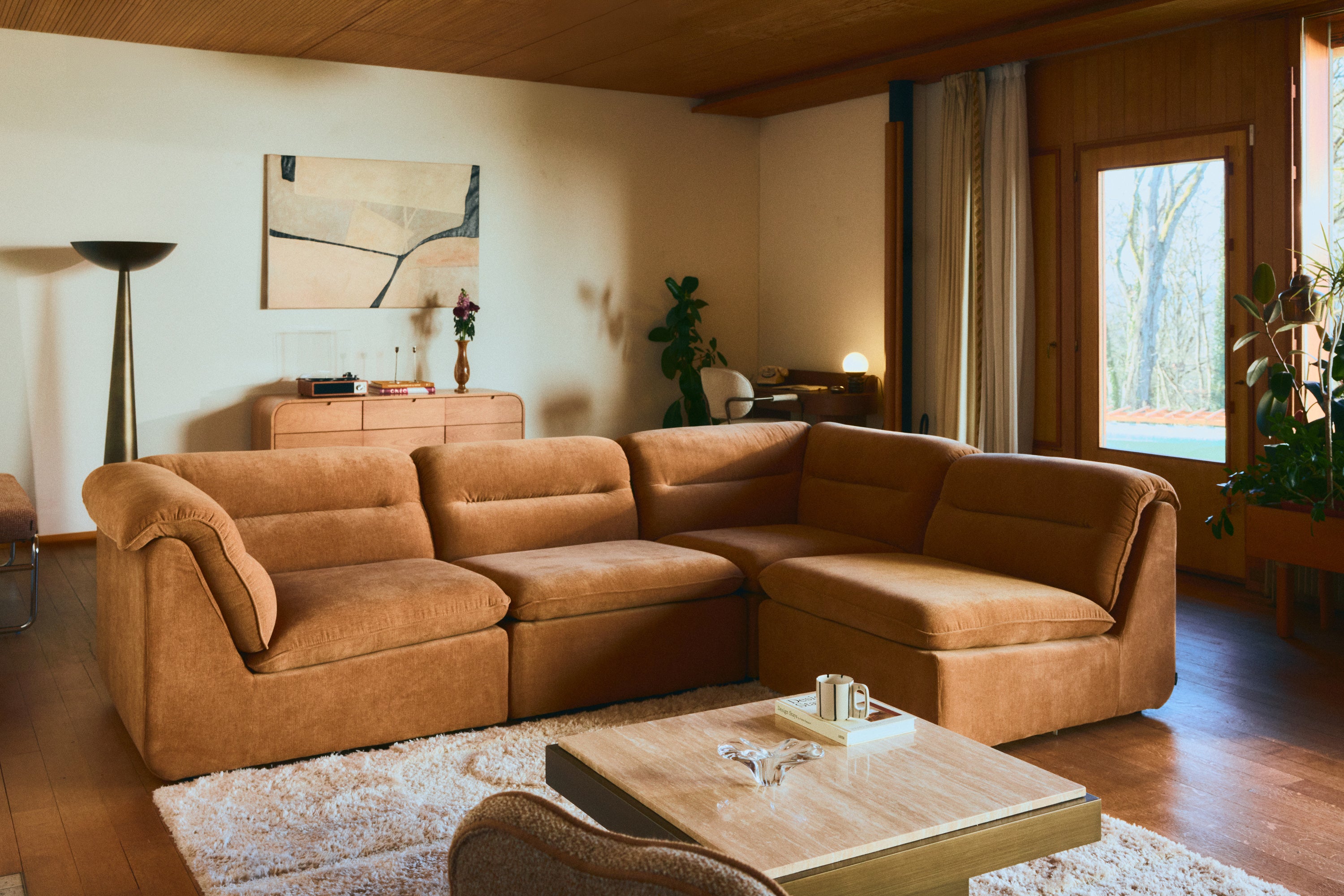 canapé modulable pulp marron ocre sienne