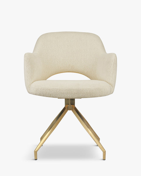 Rotating desk chair - Curly white anti-stain & gold metal