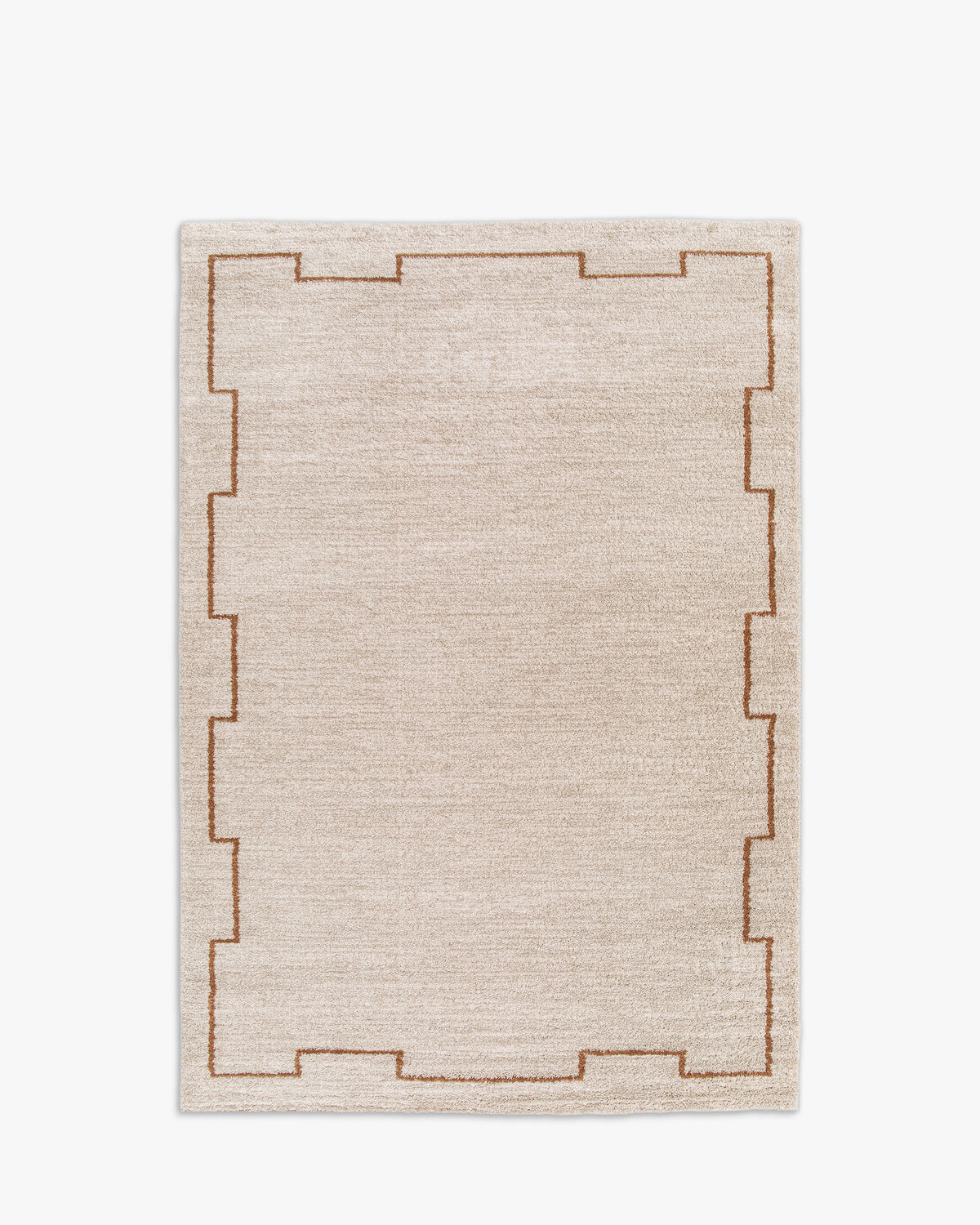 tapis de salon Crest rectangulaire en polypropylène écru et motif à créneaux terracotta