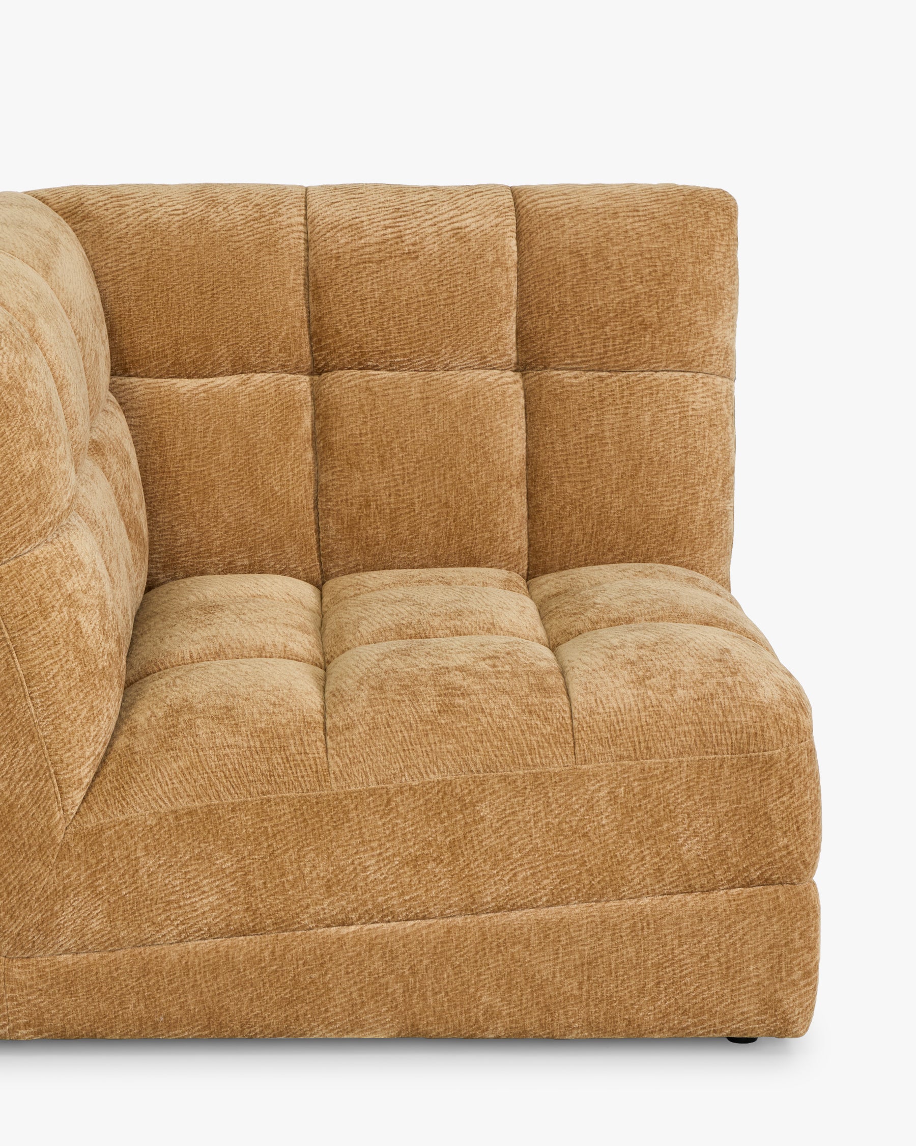 Fauteuil d'angle modulable Paul - camel crêpé - capitonnage en gros plan