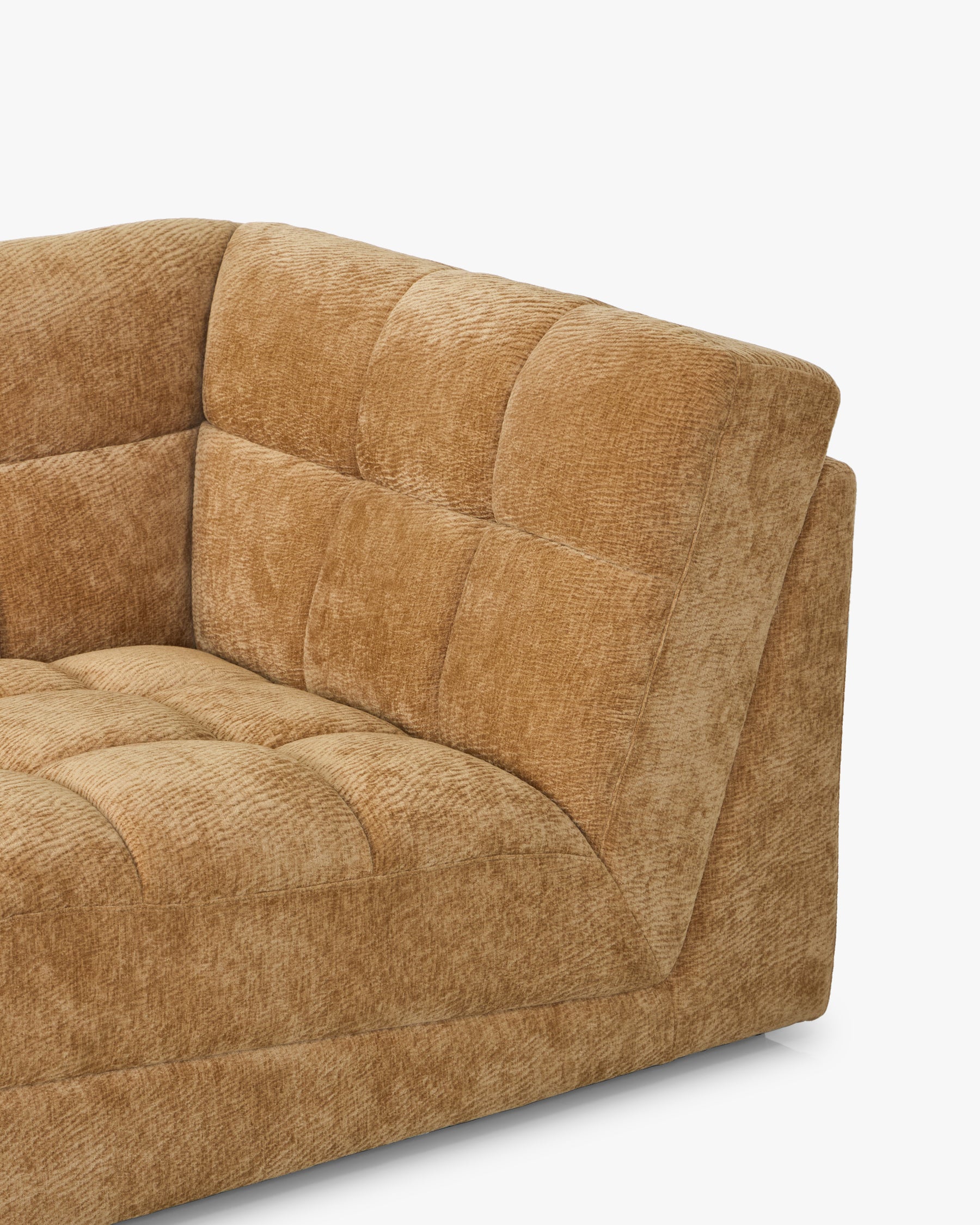 Fauteuil d'angle modulable Paul - camel crêpé - angle du dossier en macro