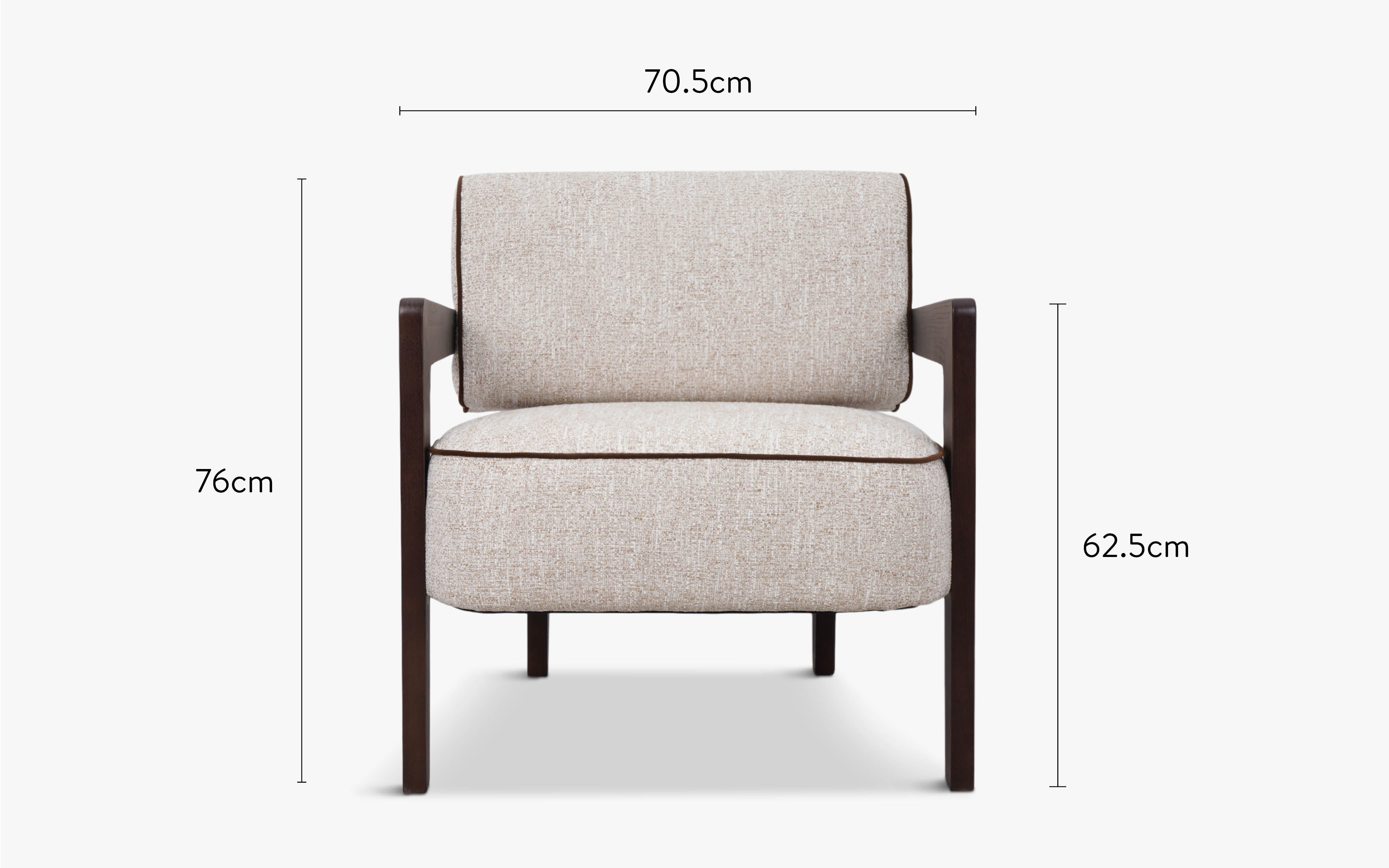 dimensions fauteuil elva tweed écru meringue