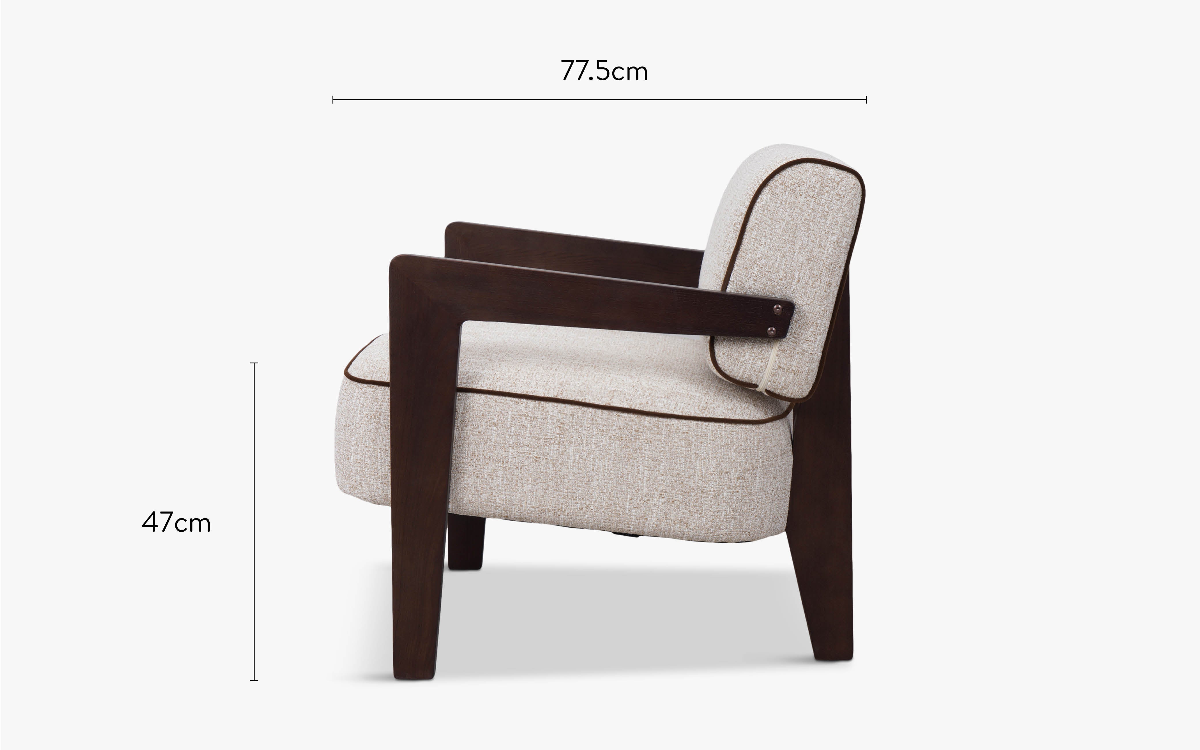 dimensions côté fauteuil elva tweed écru meringue