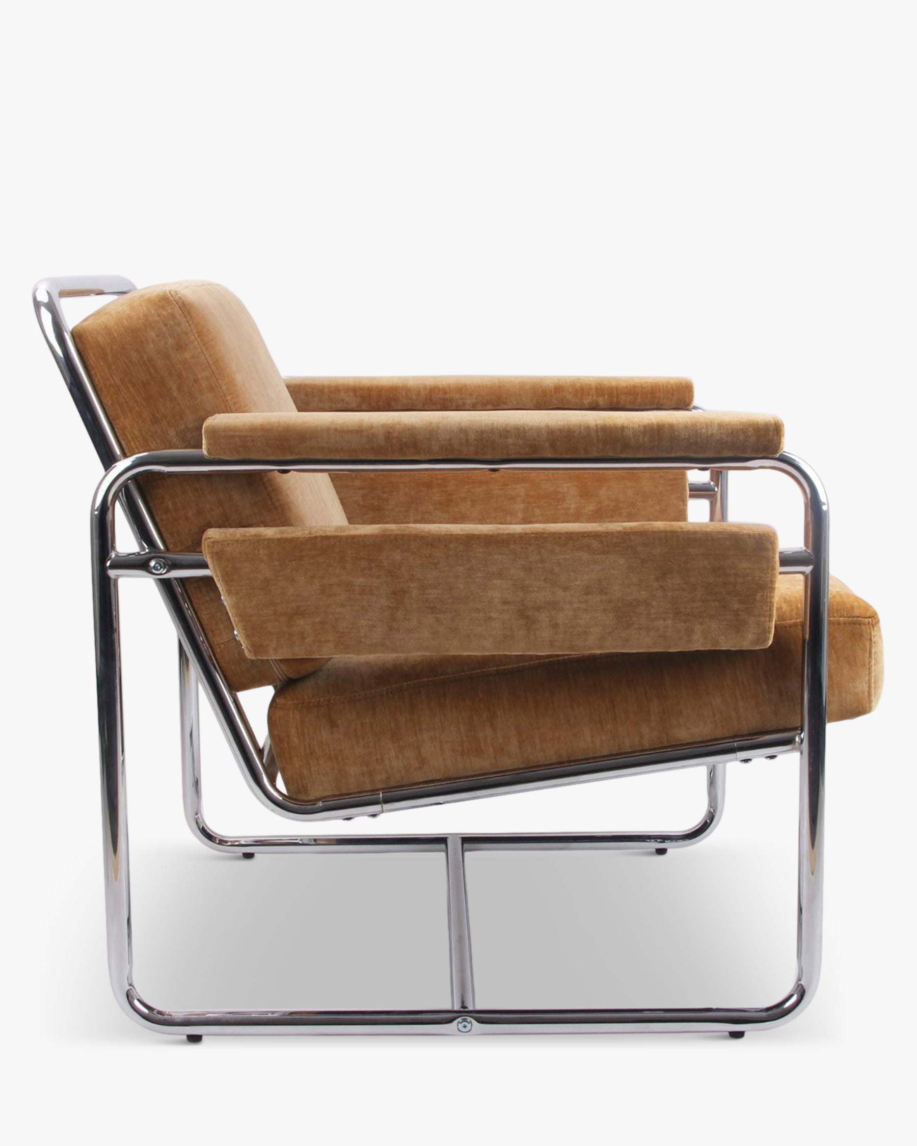 Fauteuil Kyle - velours marron taupe - vue de profil