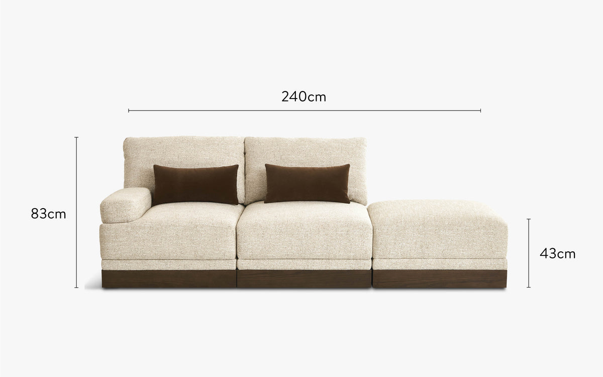 dimensions canapé méridienne roman tweed écru 3 modules
