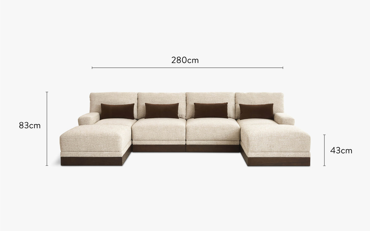 dimensions canapé en U roman tweed écru 6 modules