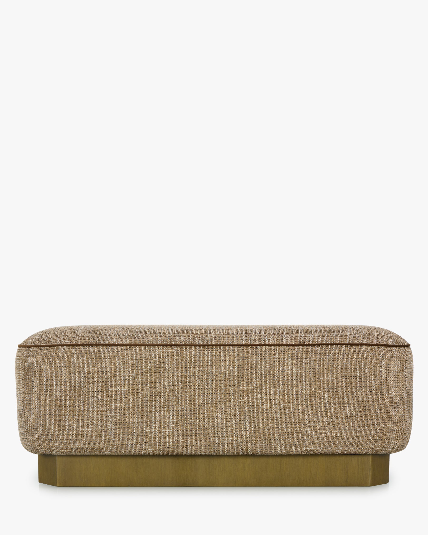 Banc Alyss - NV GALLERY - tweed taupe sésame et bois bronze brossé - vue de face