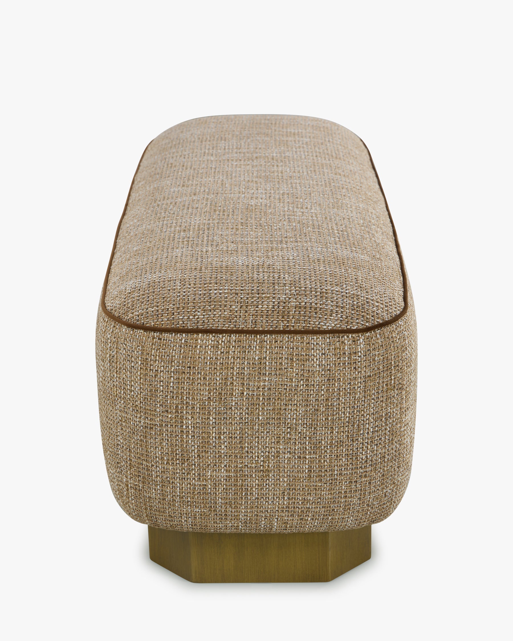 Banc Alyss - tweed taupe sésame et bois bronze brossé - vue de profil
