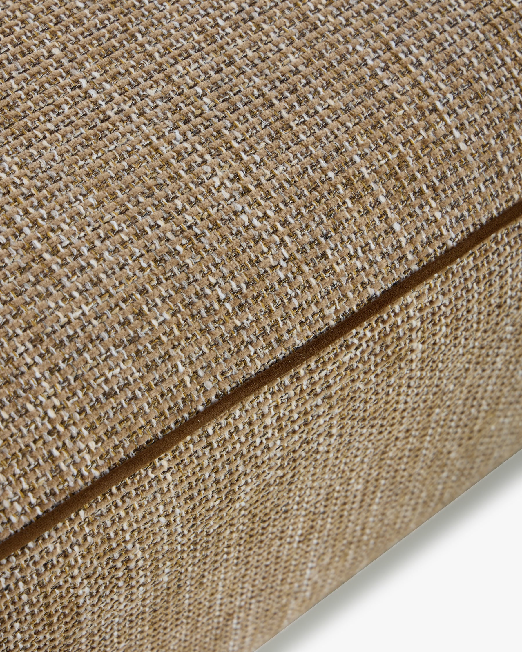 Banc Alyss - tweed taupe sésame - liseré et tissage en macro