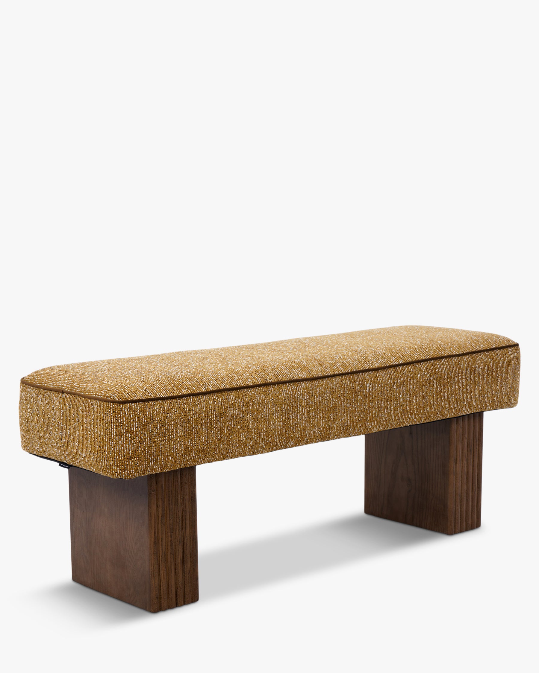 Banc Ambery - tweed ligné marron doré beige - vue de trois-quarts