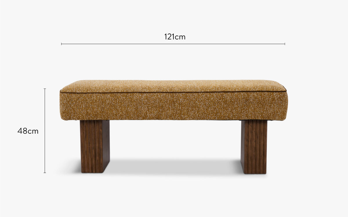 dimensions banc ambery Tweed ligné marron doré beige