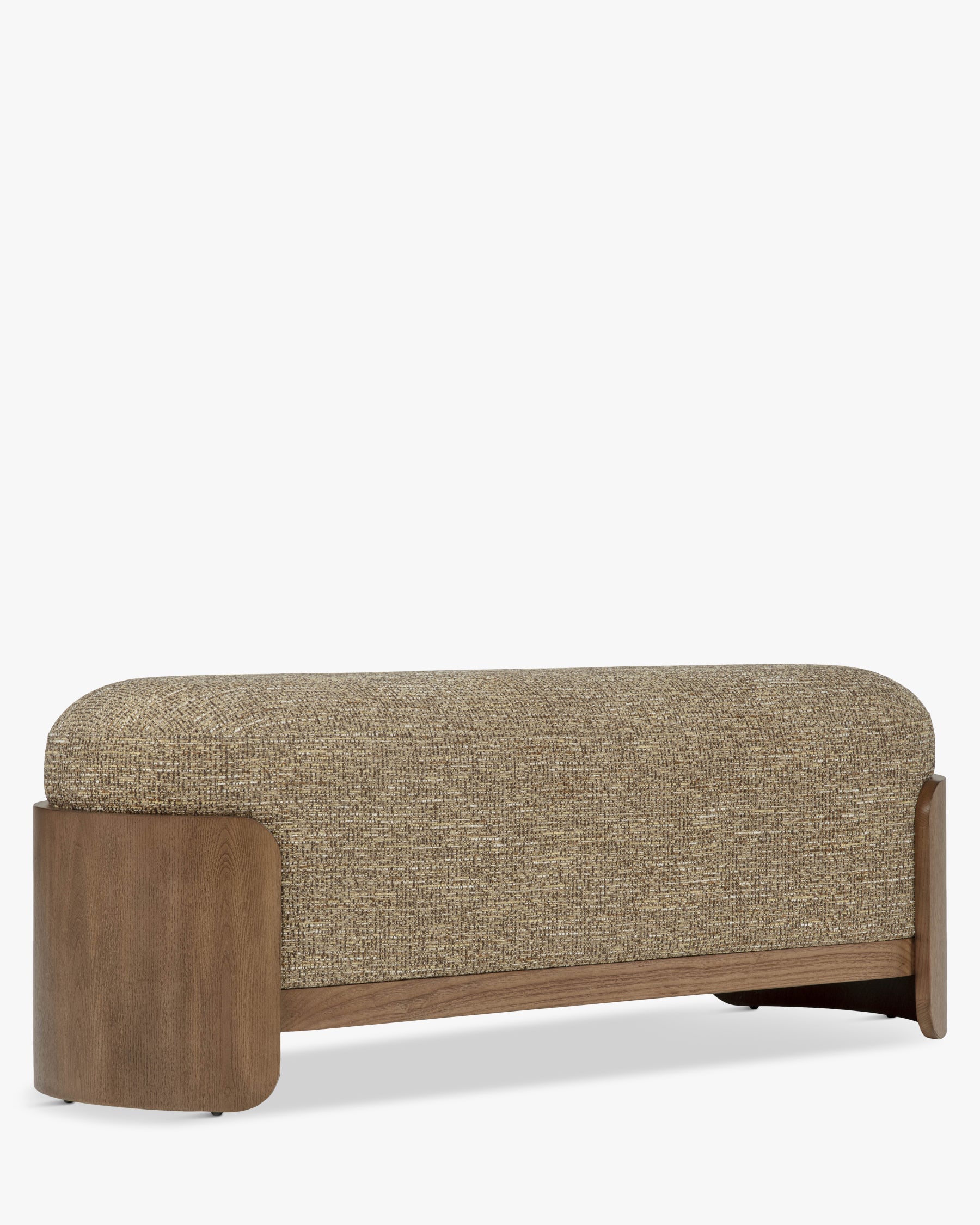 Banc Elipse - tweed marron écorce et frêne teinté noyer - vue de trois-quarts
