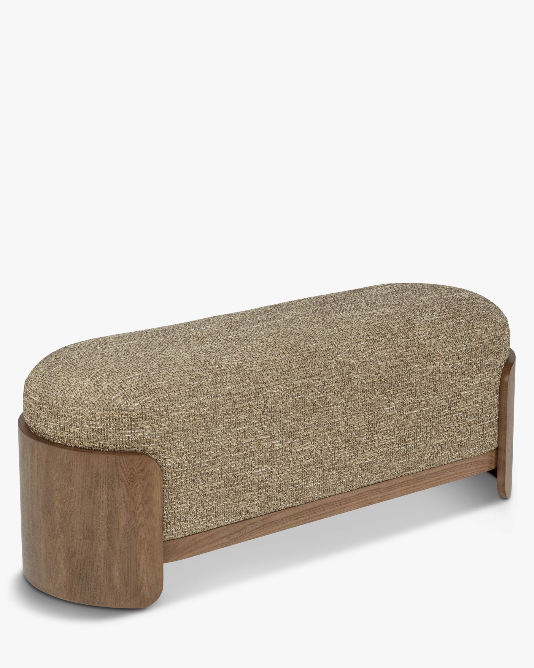 Banc Elipse - tweed marron écorce et frêne teinté noyer - vue de dos, trois-quarts