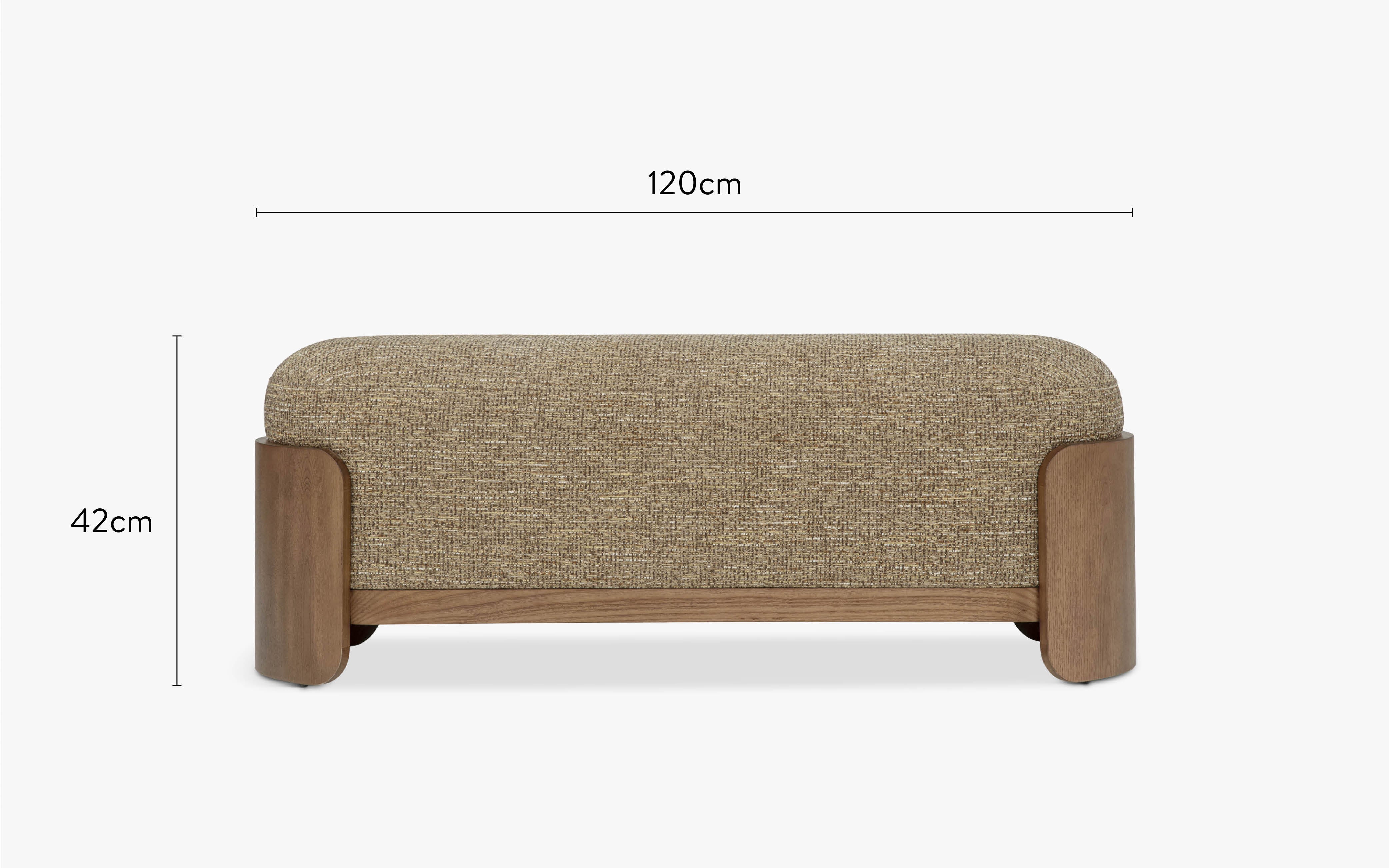 dimensions banc elipse tweed marron écorce