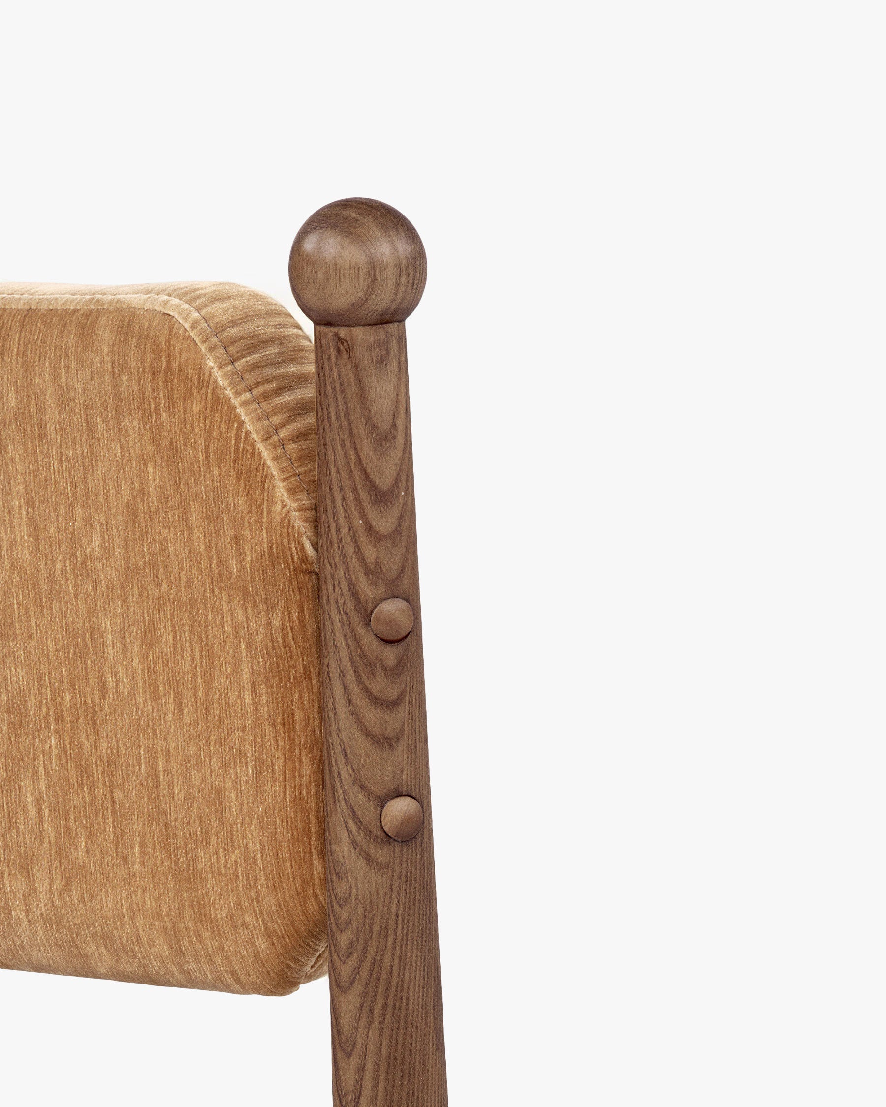 Chaise Anna - bois teinté noyer - fiche tournée et fixations en détail