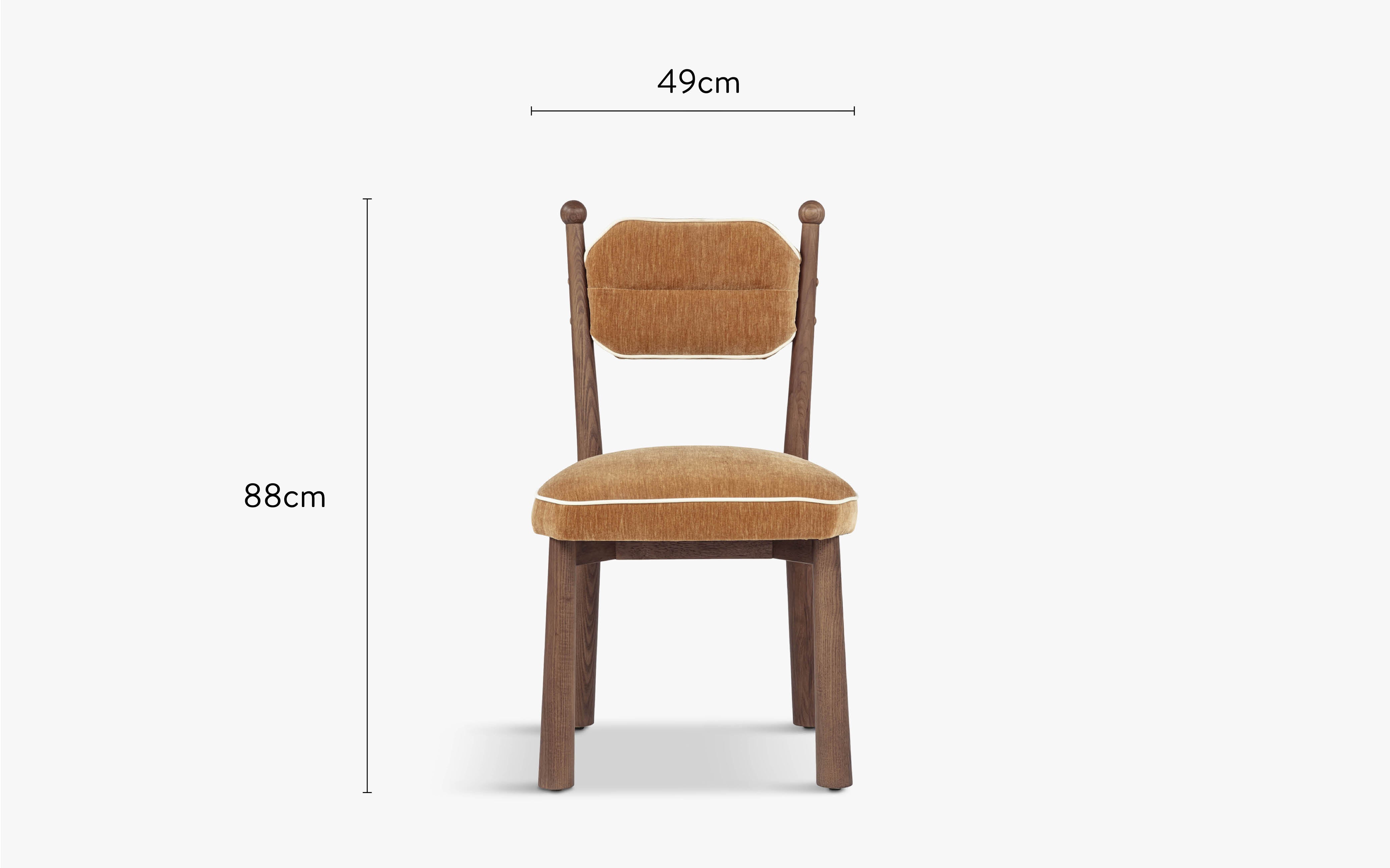dimensions chaise de salle à manger anna velours camel doré