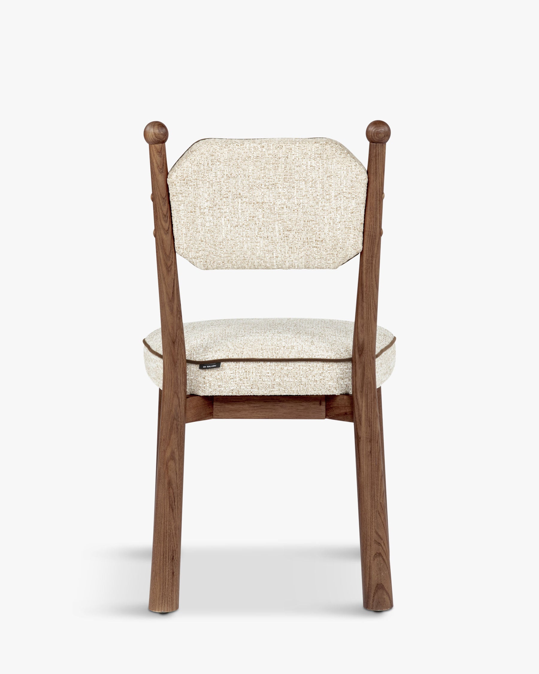 Chaise Anna - tweed écru meringue et bois teinté noyer - vue de dos, trois-quarts