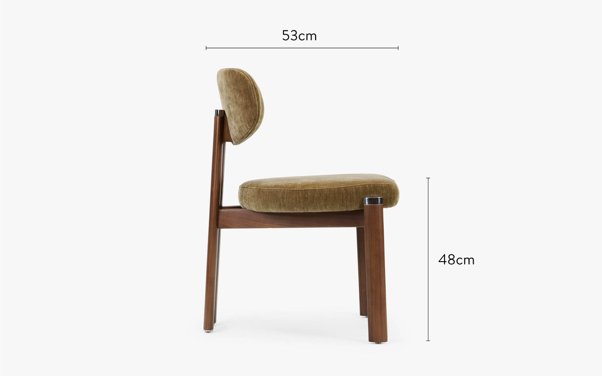 dimensions chaise francesca velours chenillé vert mousse côté