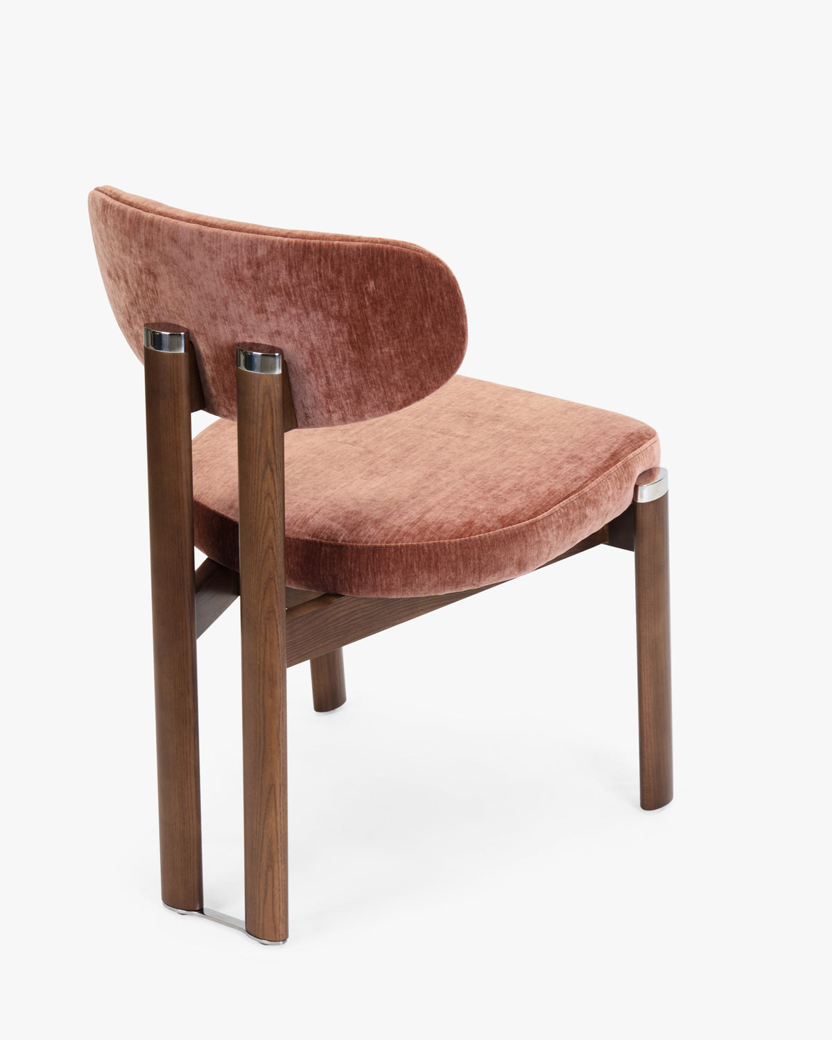 chaise de salle à manger FRANCESCA en velours chenillé rouge ambré - trois quarts arrière