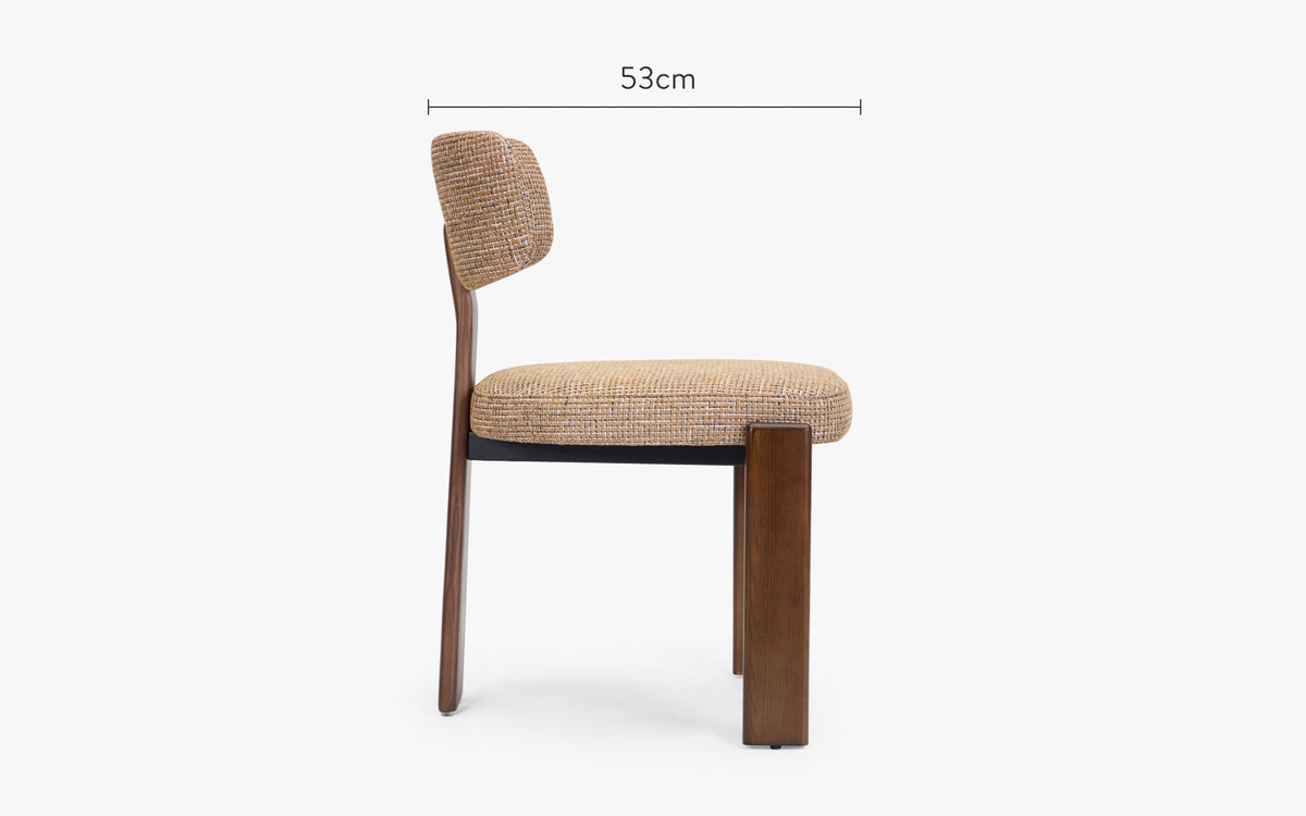 chaise de salle à manger meliana tweed marron caramel côté