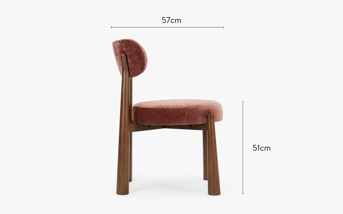 dimensions côté chaise de salle à manger ubud velours bordeaux ligné