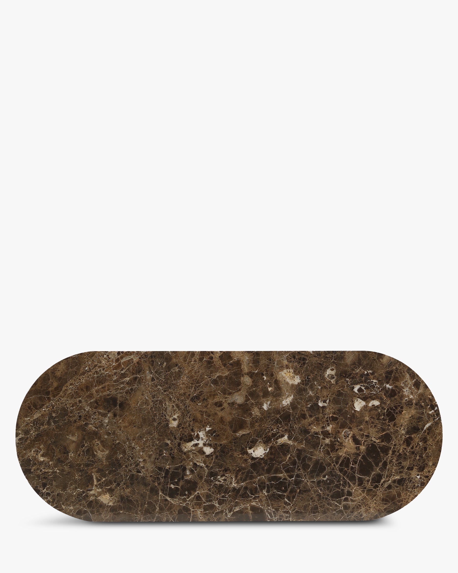 Console Oviedo - marbre dark emperador - plateau ovale vu de dessus