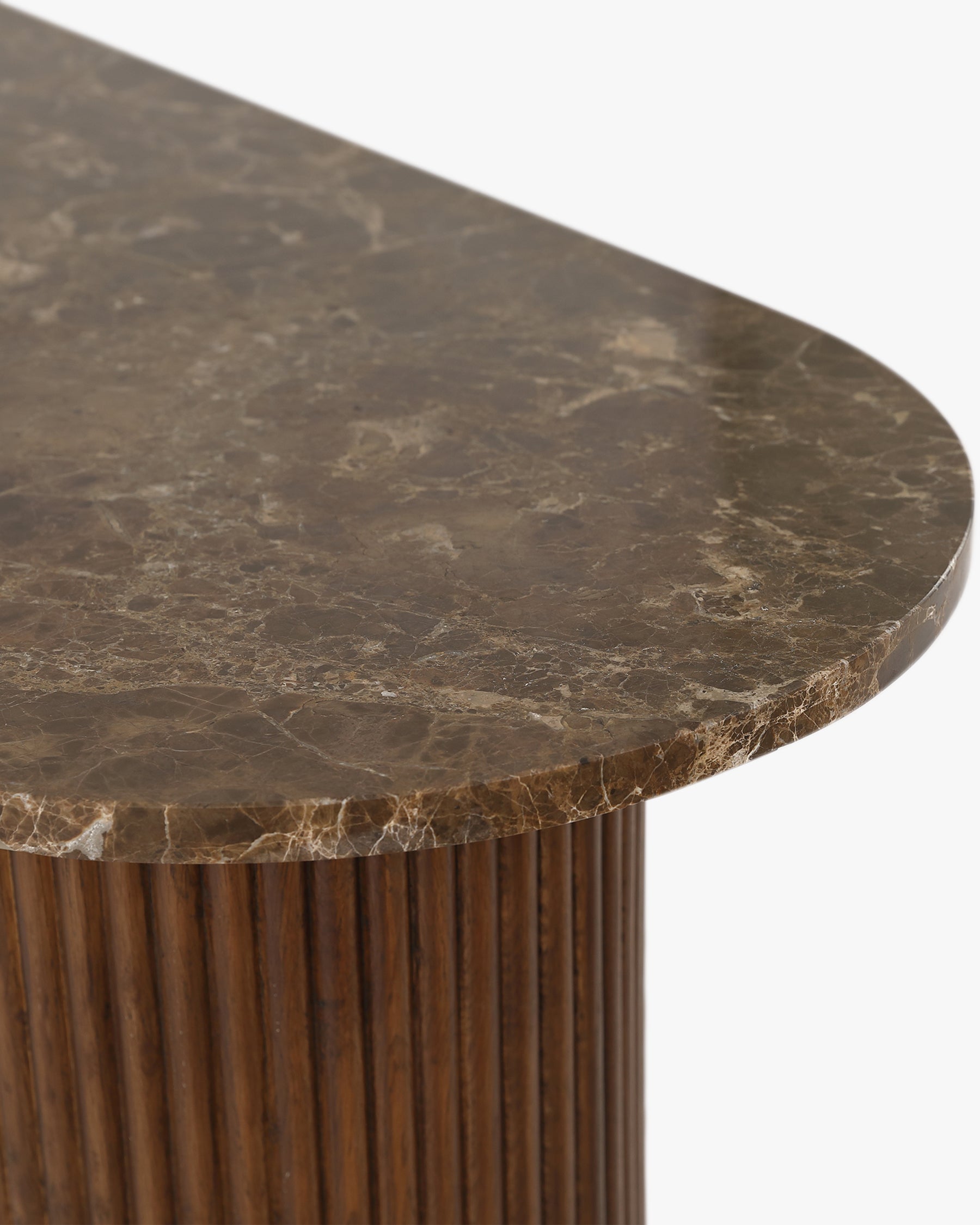 Console Oviedo - marbre dark emperador - bordure du plateau en détail