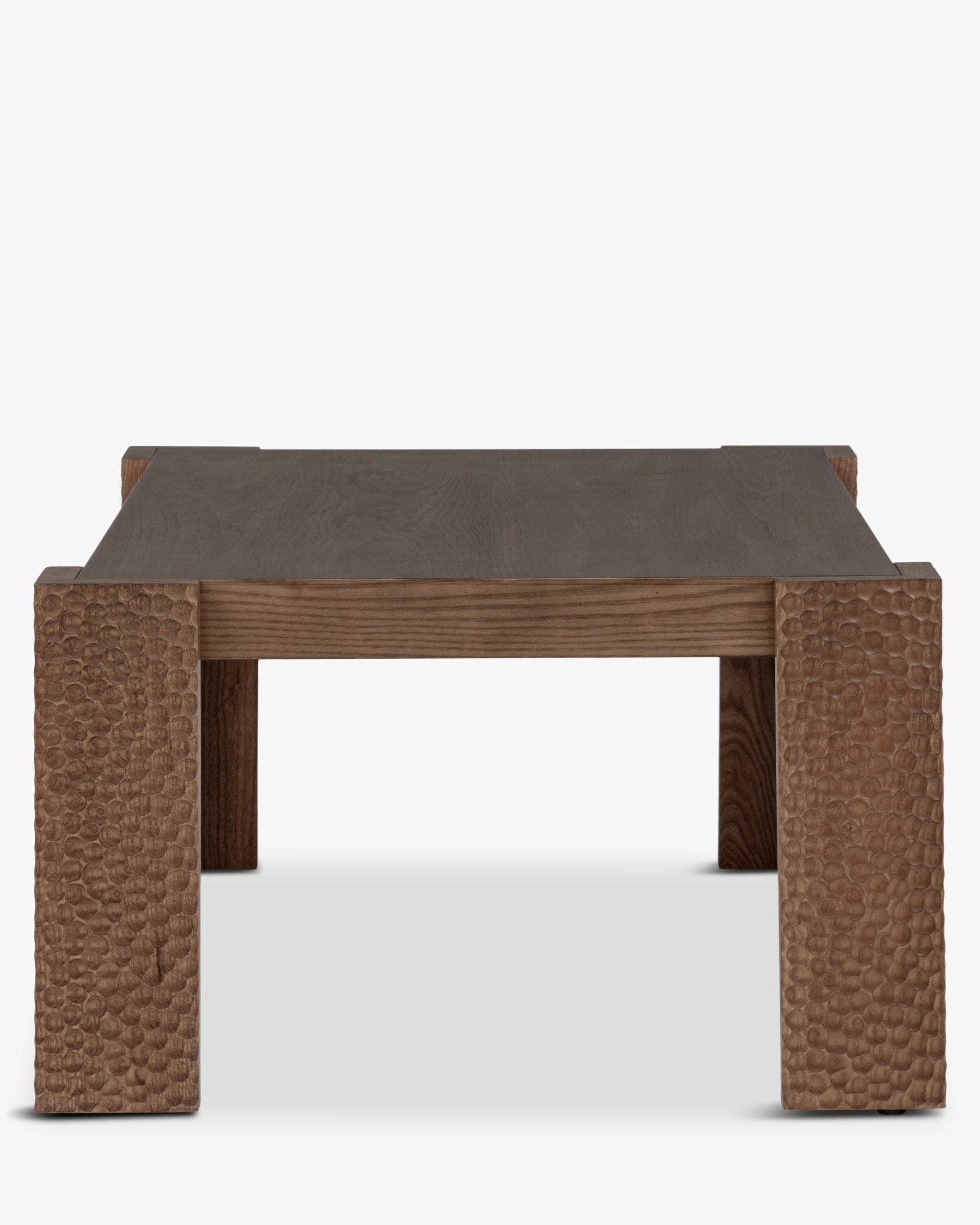 Table basse Maxence - bois effet gougé teinté noyer - vue de dos