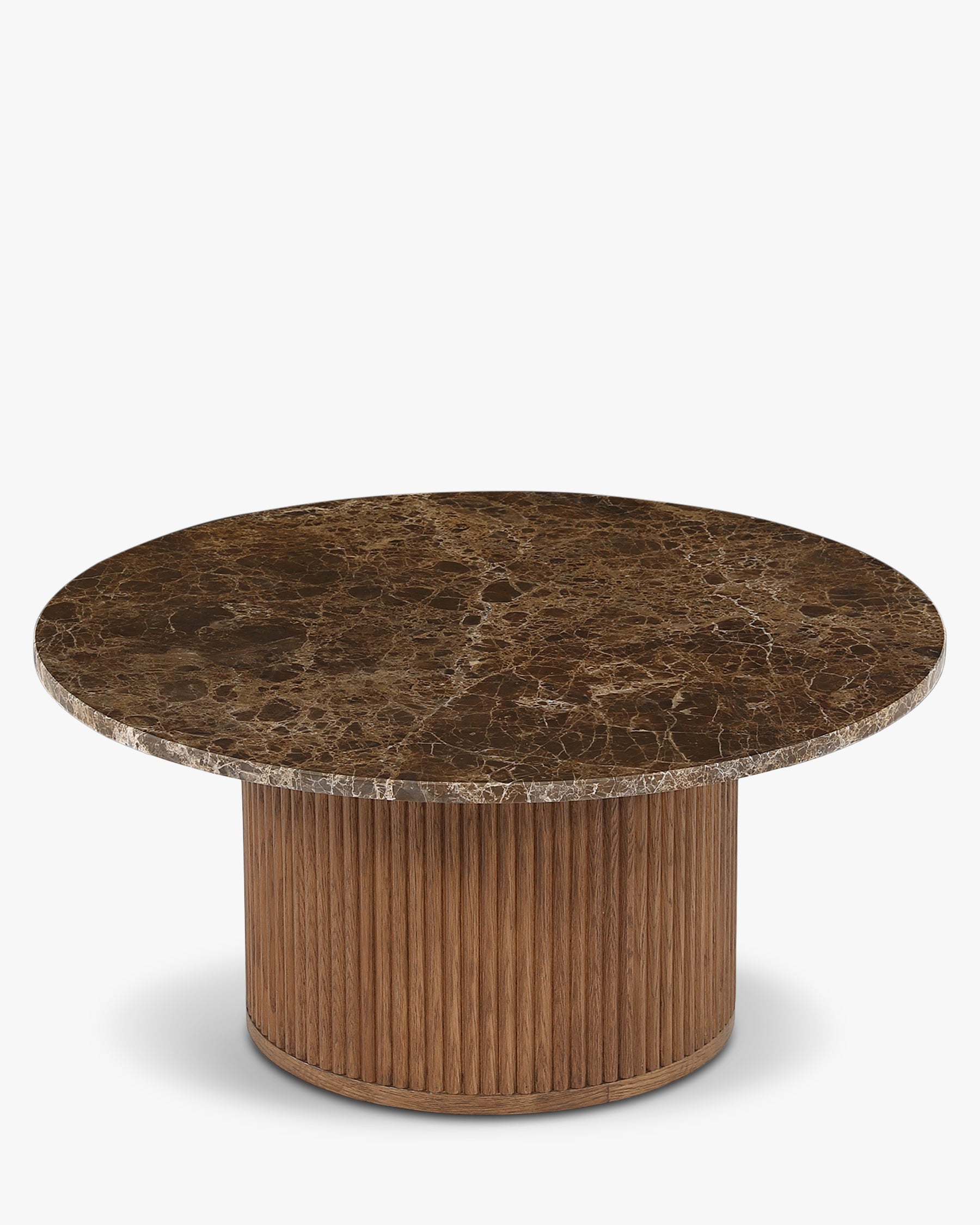 Table basse Oviedo - NV GALLERY - marbre dark emperador et chêne teinte noyer - vue de trois-quarts