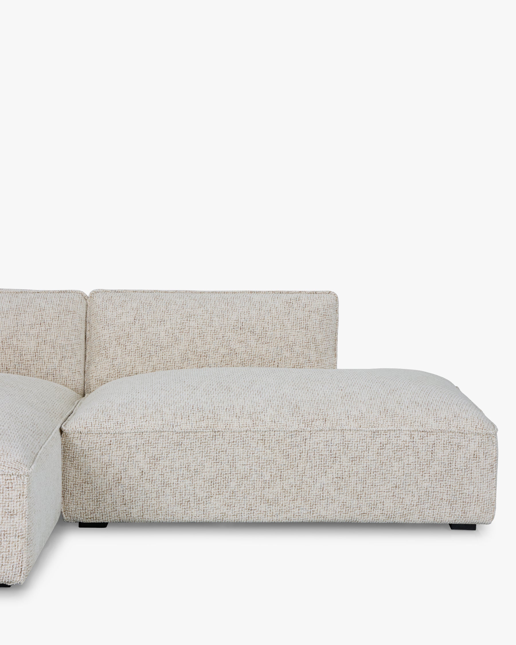 Canapé d'angle gauche Auster - tweed beige moucheté - vue de dos, angle opposé