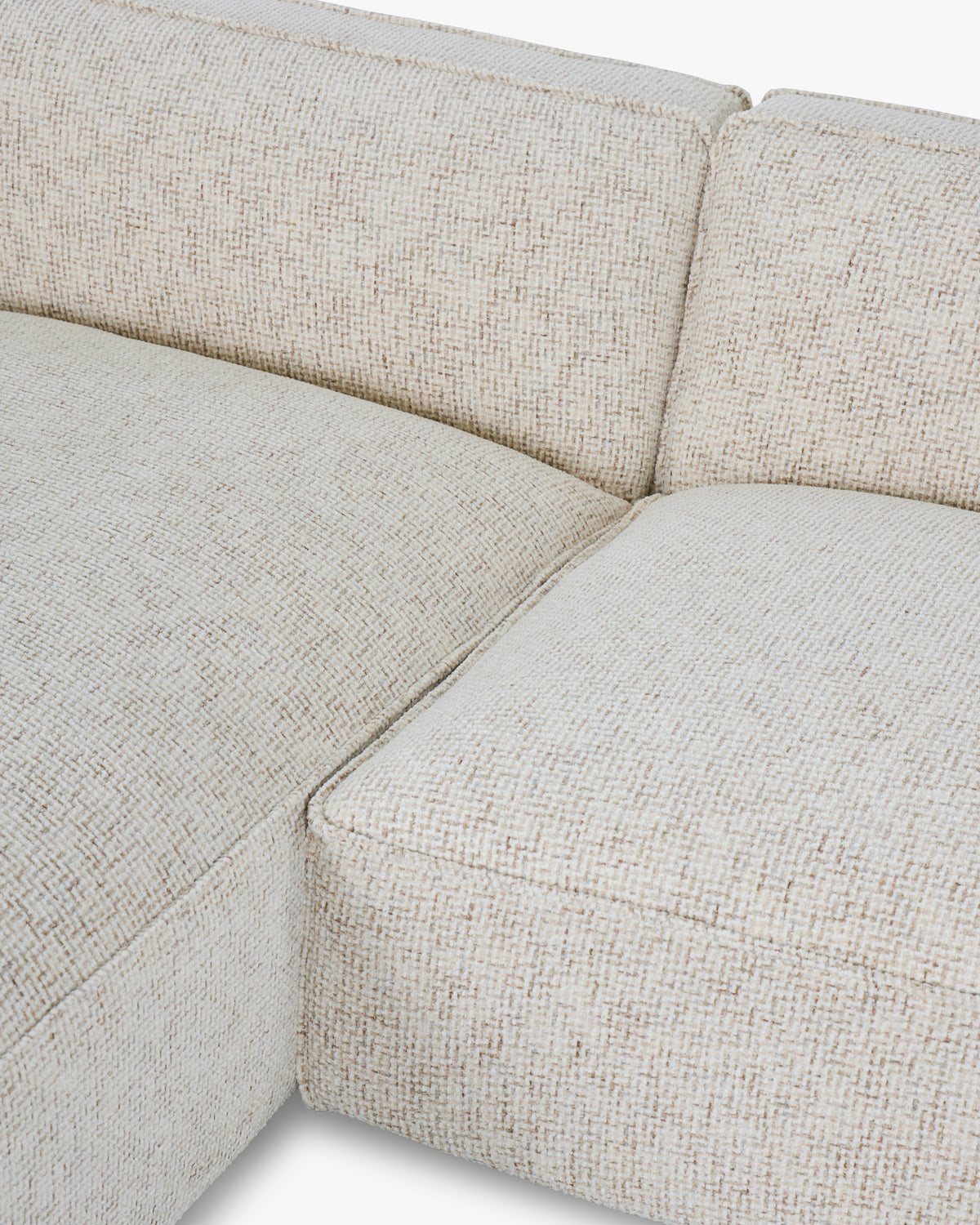 Canapé d'angle gauche Auster - tweed beige moucheté - texture tissée en macro