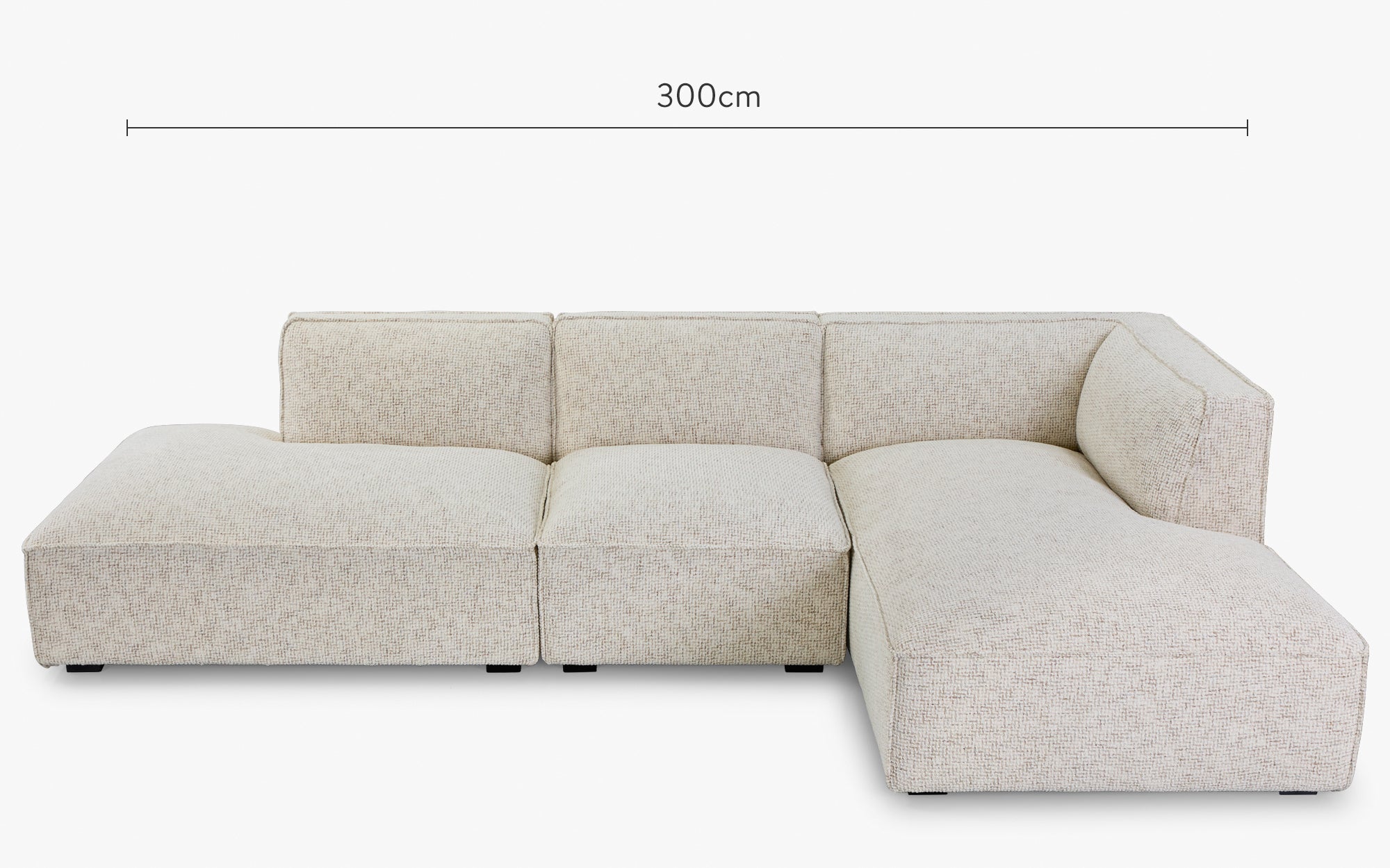 dimensions canapé d'angle auster 3 places tweed beige moucheté 
