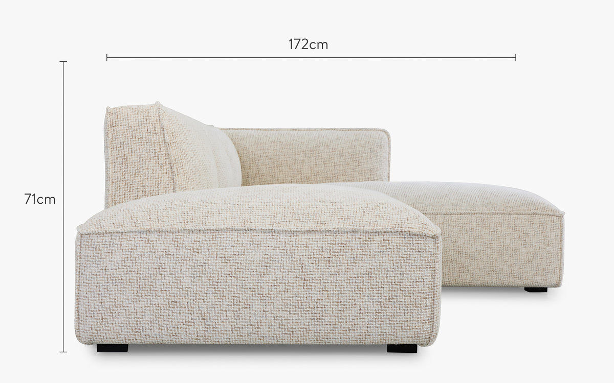 dimensions côté canapé d'angle auster 3 places tweed beige moucheté 