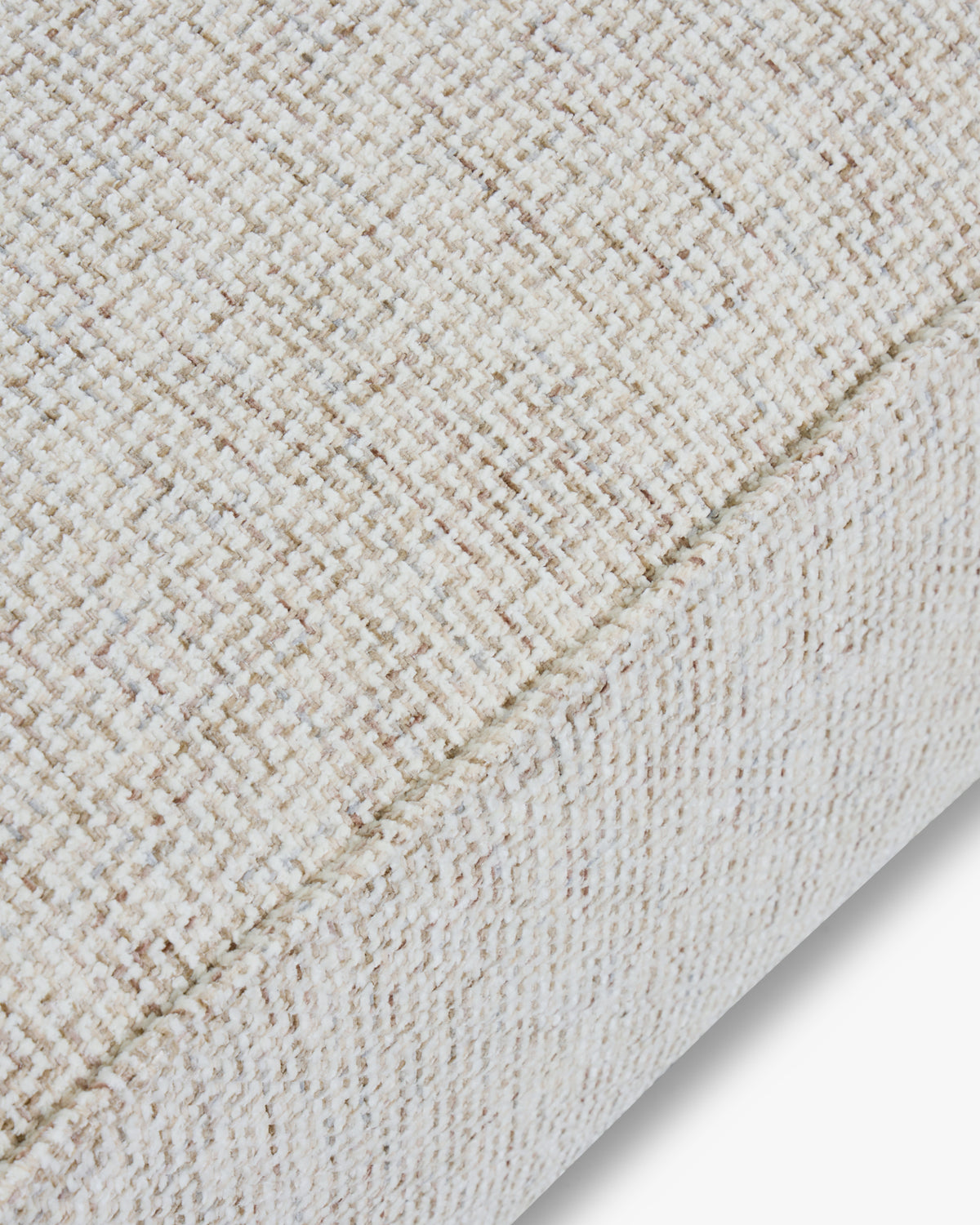 Canapé d'angle droit Auster - tweed beige moucheté - accoudoir en gros plan