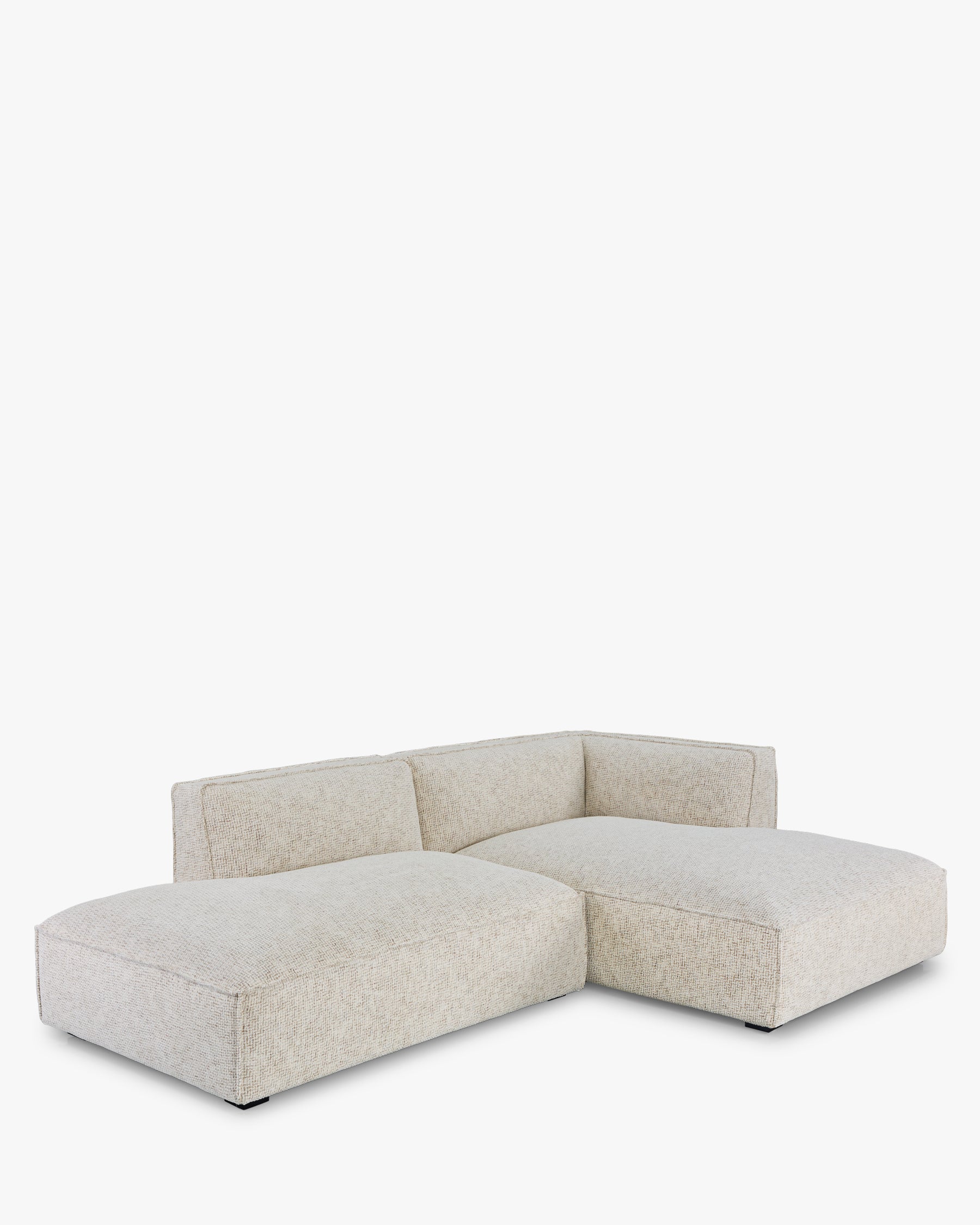 Canapé d'angle droit Auster - tweed beige moucheté - vue de trois-quarts