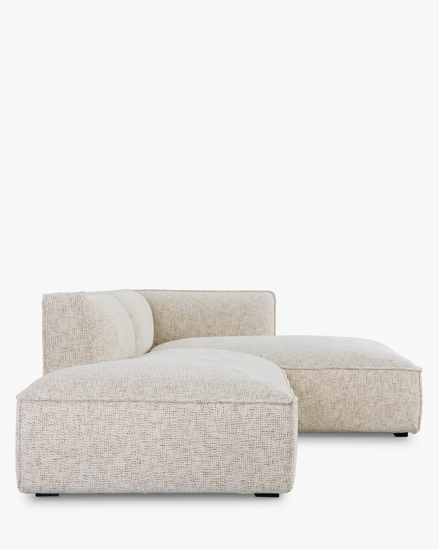 Canapé d'angle droit Auster - tweed beige moucheté - vue de profil