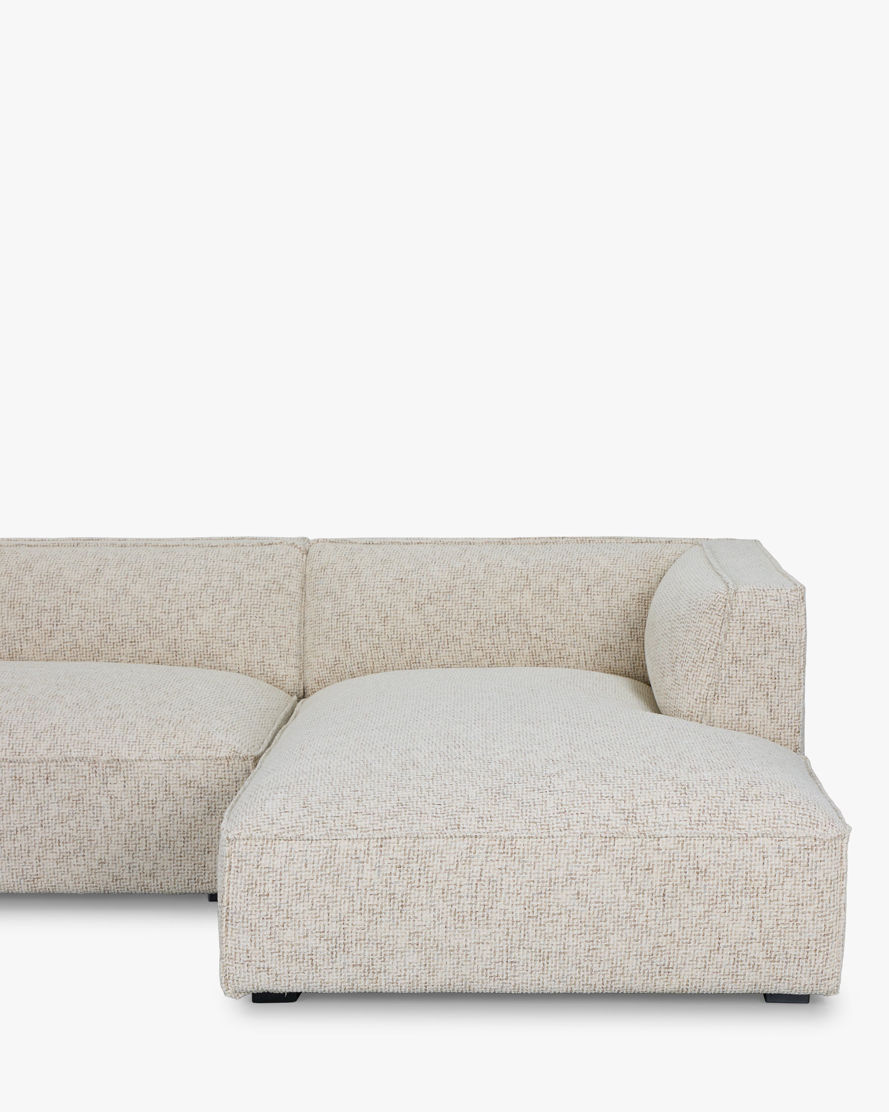 Canapé d'angle droit Auster - tweed beige moucheté - vue de dos, angle opposé