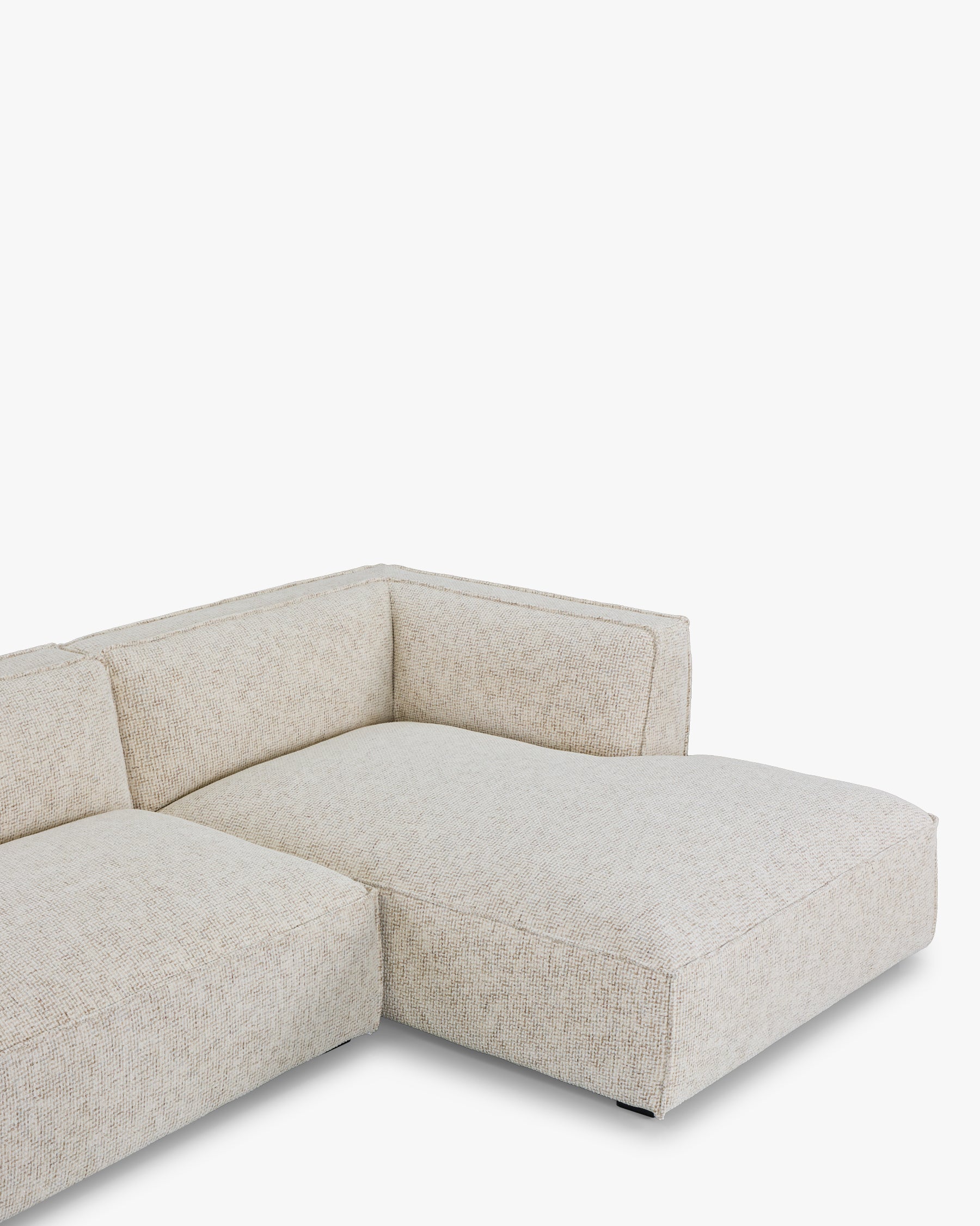 Canapé d'angle droit Auster - tweed beige moucheté - assise d'angle en détail