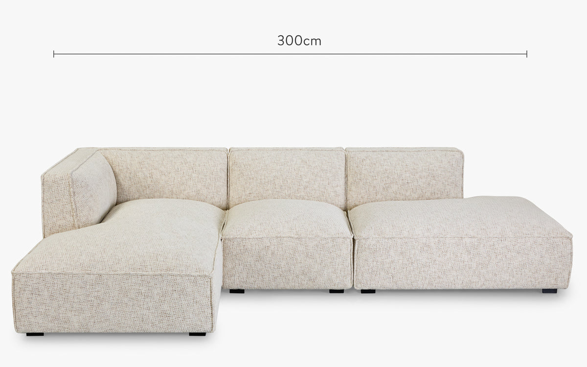dimensions canapé d'angle 3 places auster tweed beige moucheté
