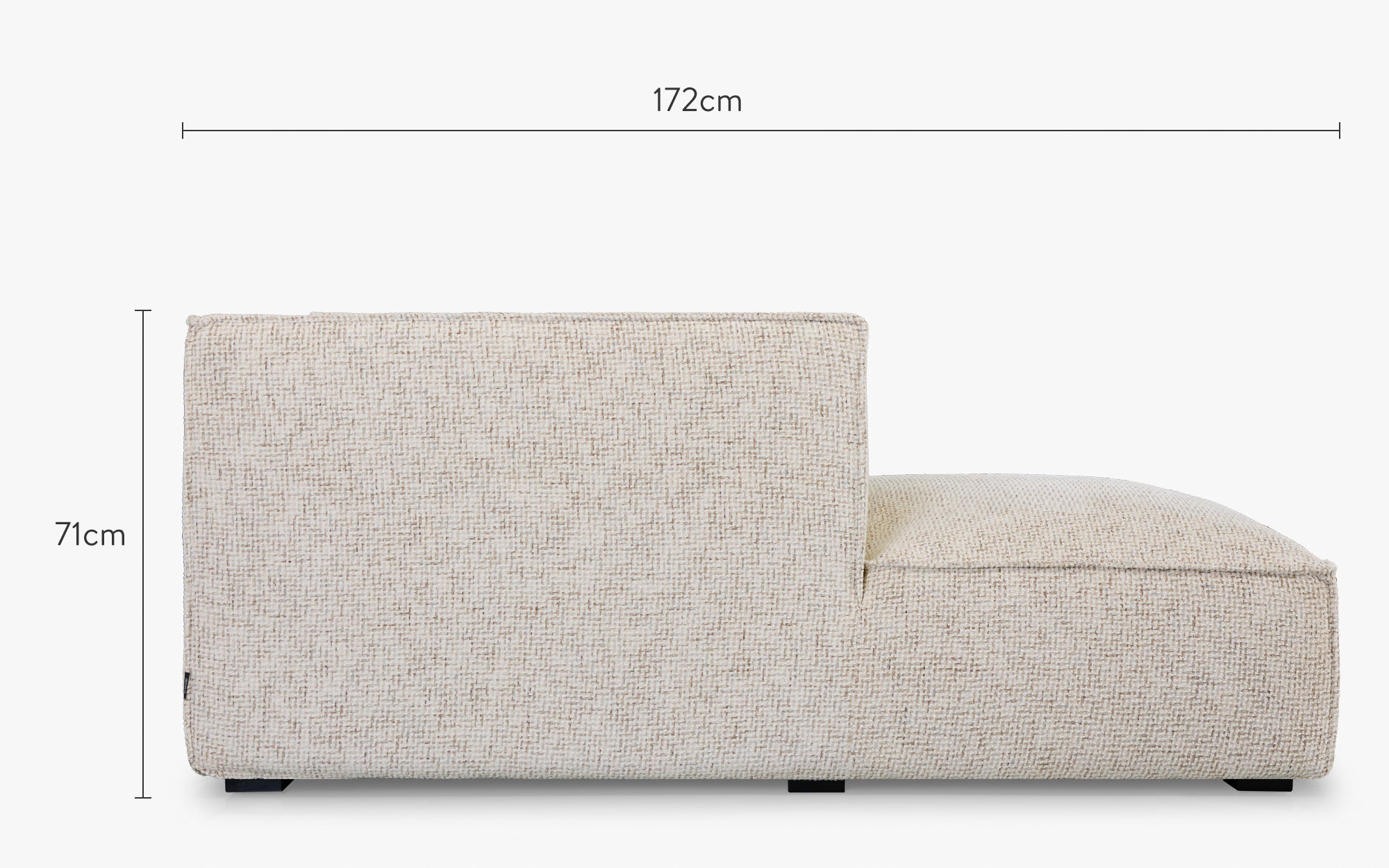 dimensions côté canapé d'angle 3 places auster tweed beige moucheté