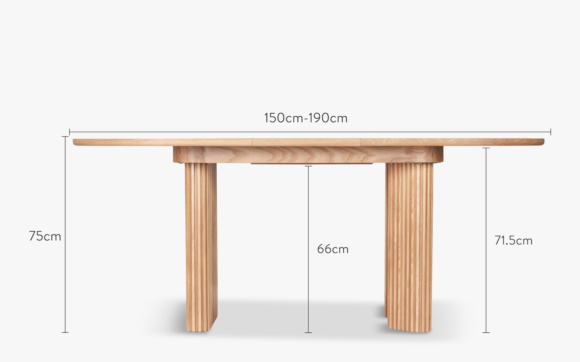 Extendable dining table - Natural ash wood with grain - NV GALLERY