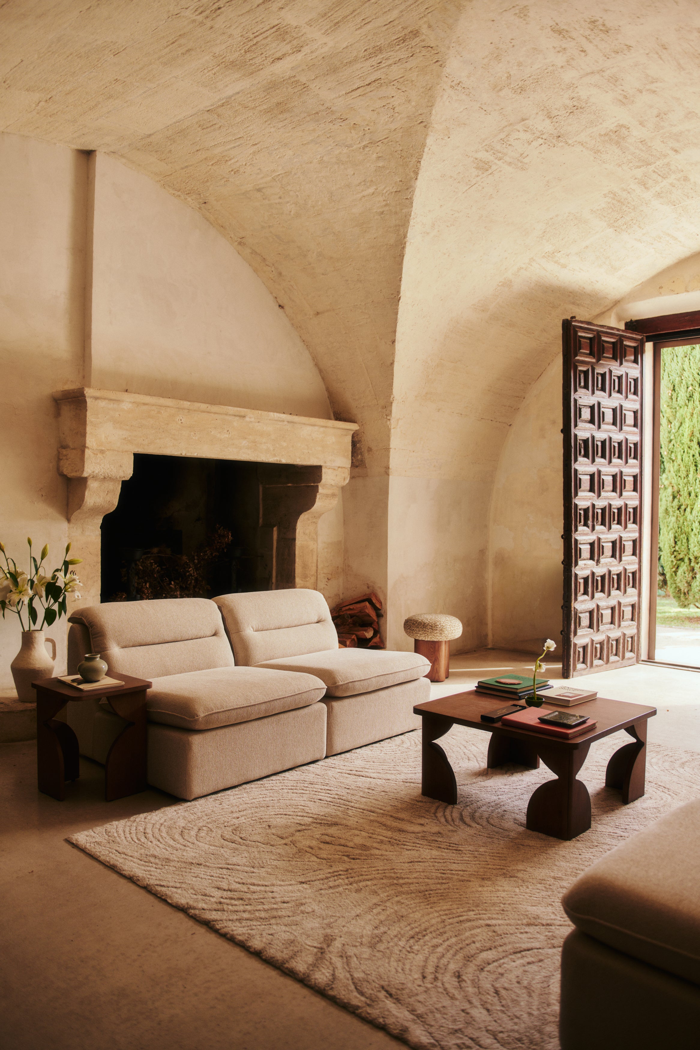 canapé modulable Pulp - bouclette beige sahara - vue salon