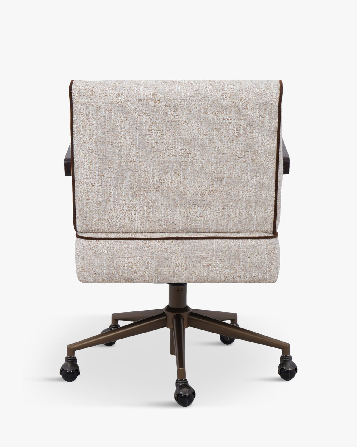 Chaise de bureau Elva - tweed écru meringue et bois teinté noyer - vue de dos