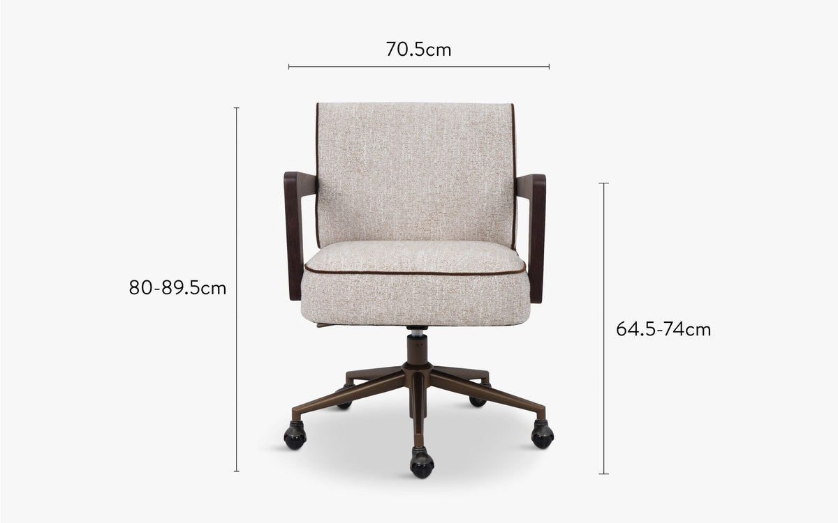 dimensions chaise de bureau elva tweed écru meringue