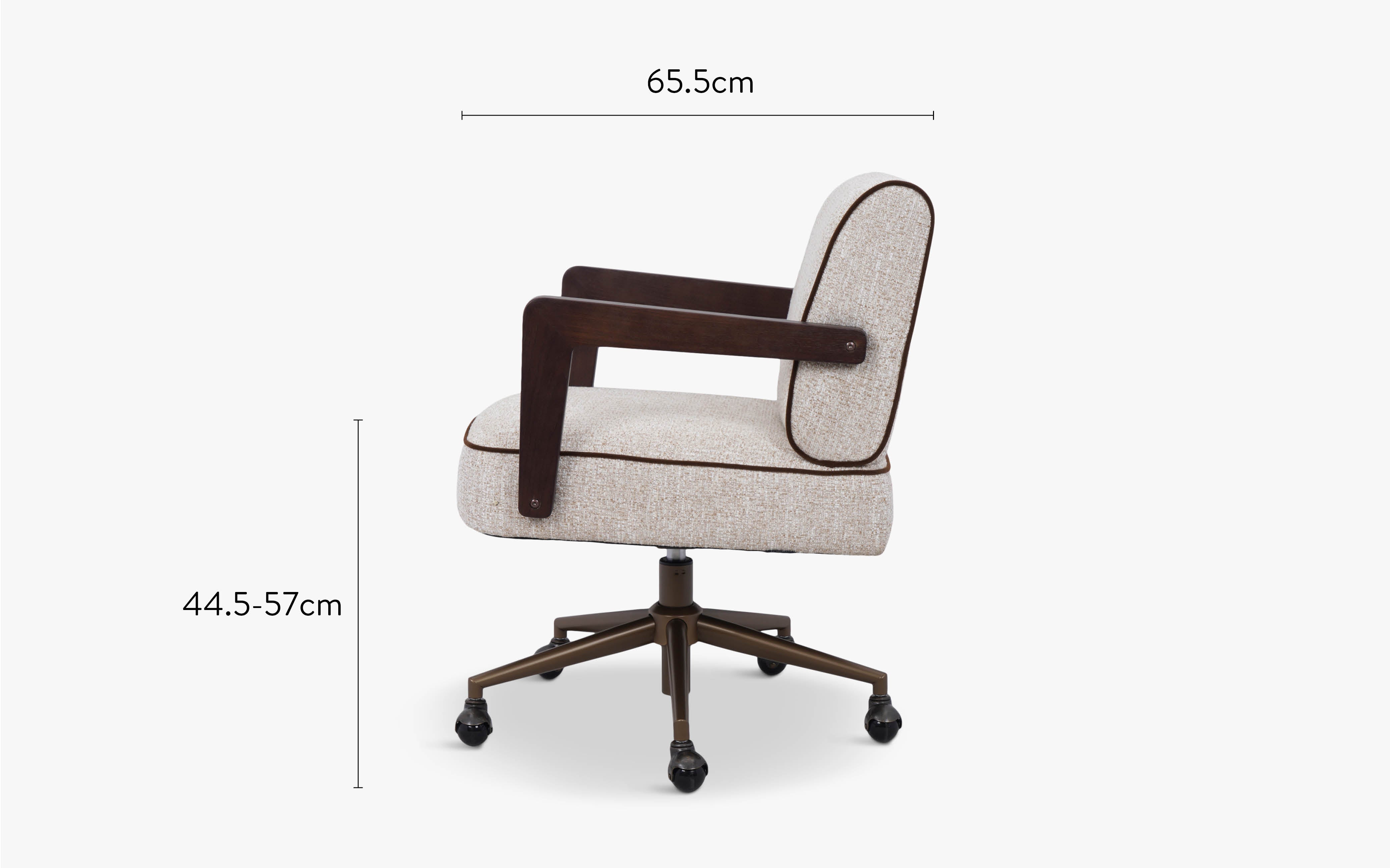 dimensions côté chaise de bureau elva tweed écru meringue