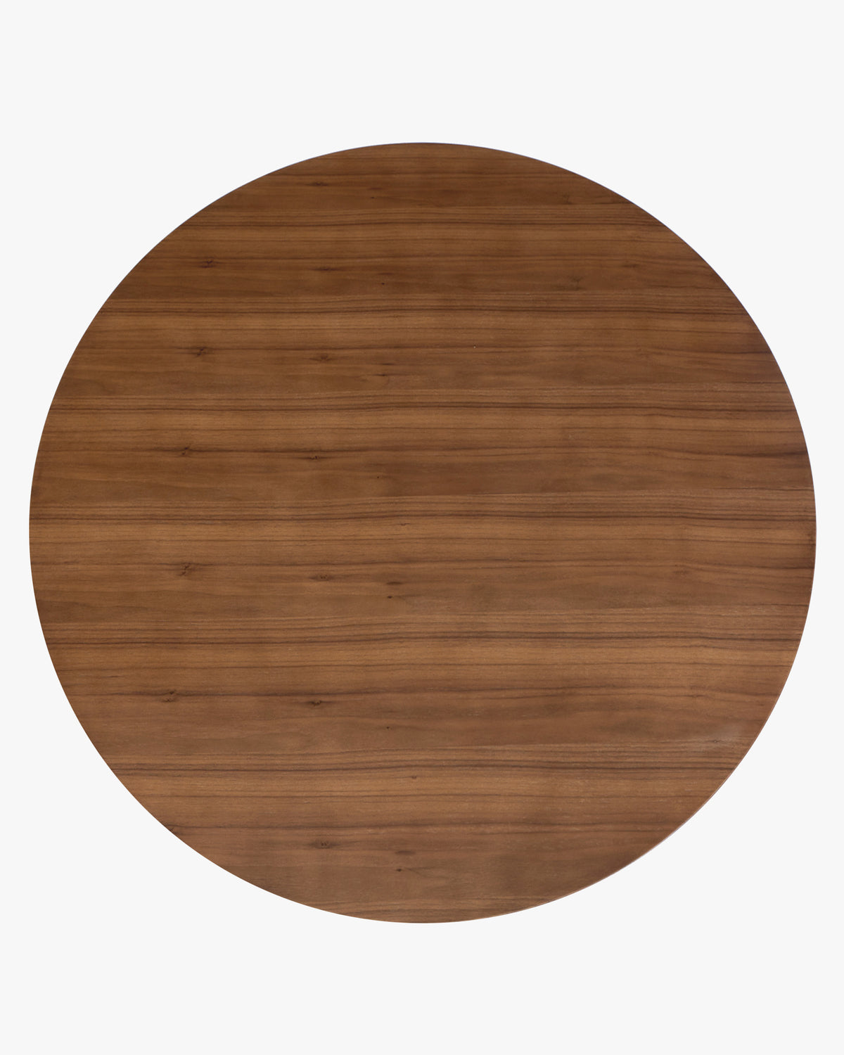 table à manger ronde TELBA - plateau de 100 cm en frêne massif teinté noyer vu en plongée